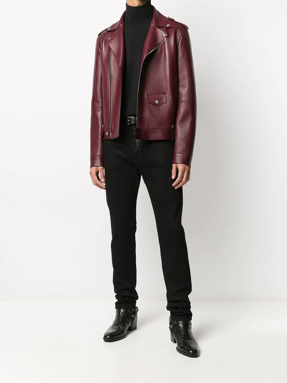 leather biker jacket - 2