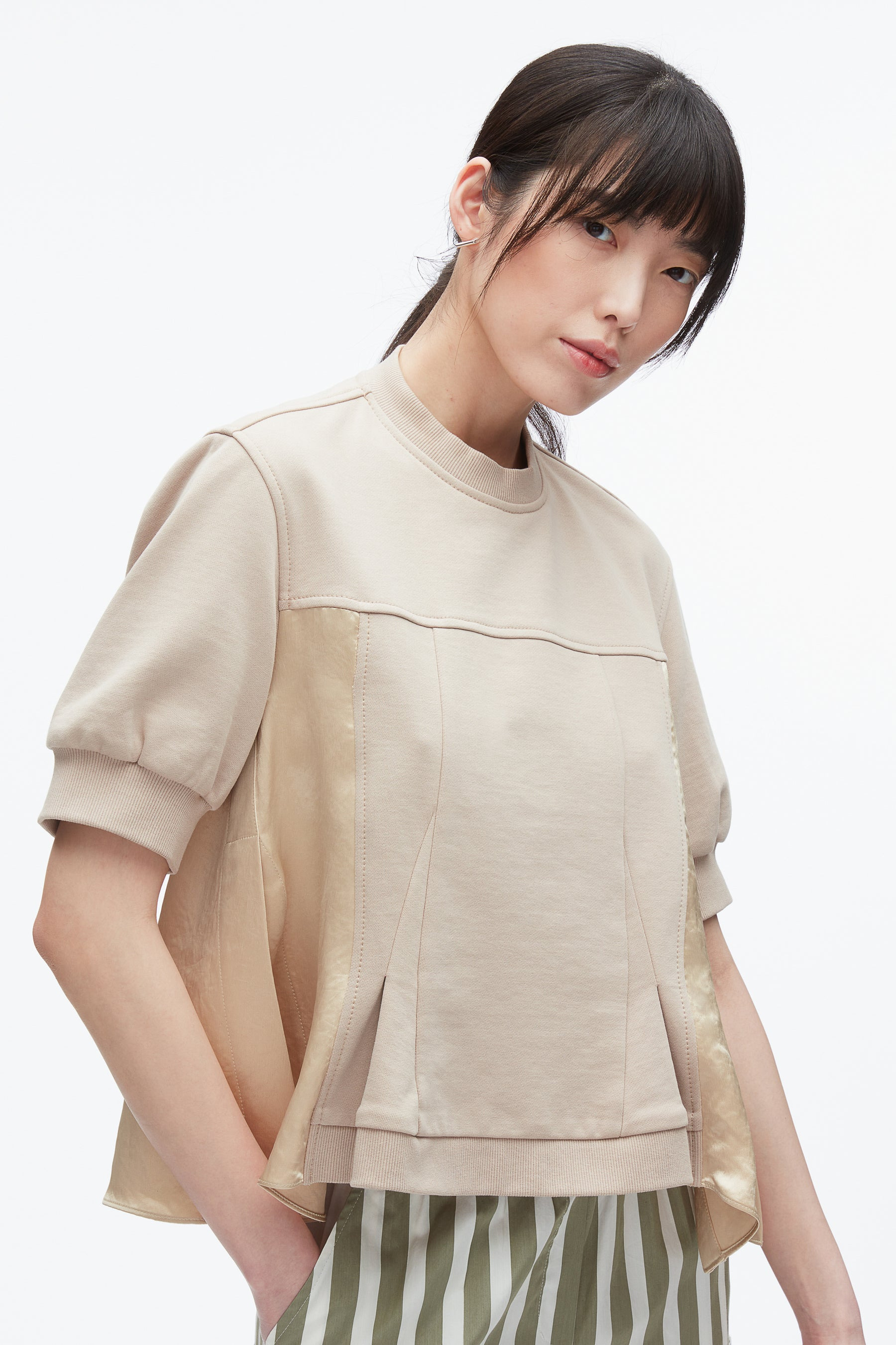 Satin Flounce Combo Terry Top - 6