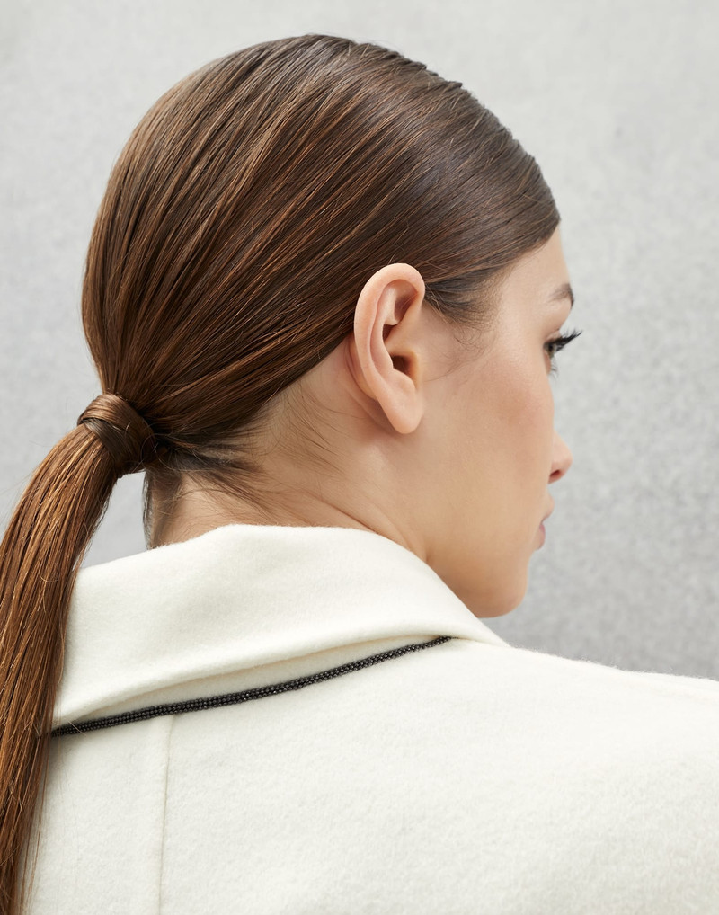Hand-crafted coat in cashmere double cloth with monili 3