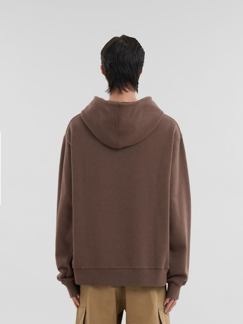 BROWN MELANGE COTTON HOODIE WITH MARNI PATCH 3