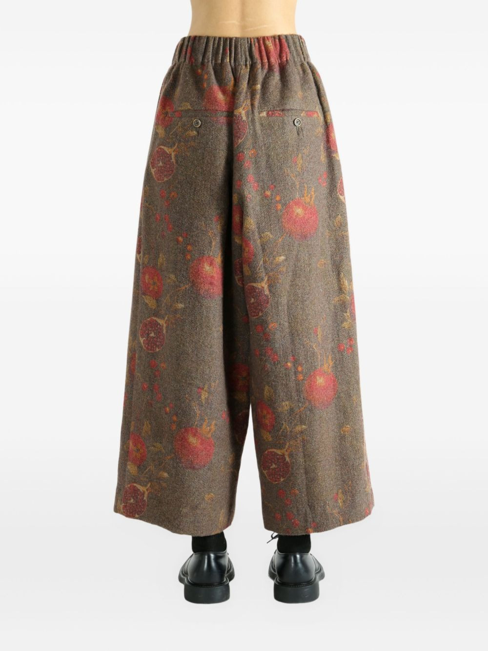 pomegranate print pleated trousers - 4