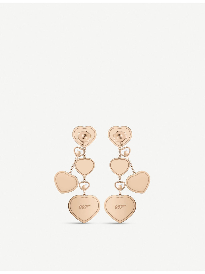 Chopard Chopard x 007 Happy Hearts Golden Hearts 18ct rose-gold and 0.31ct diamond earrings outlook