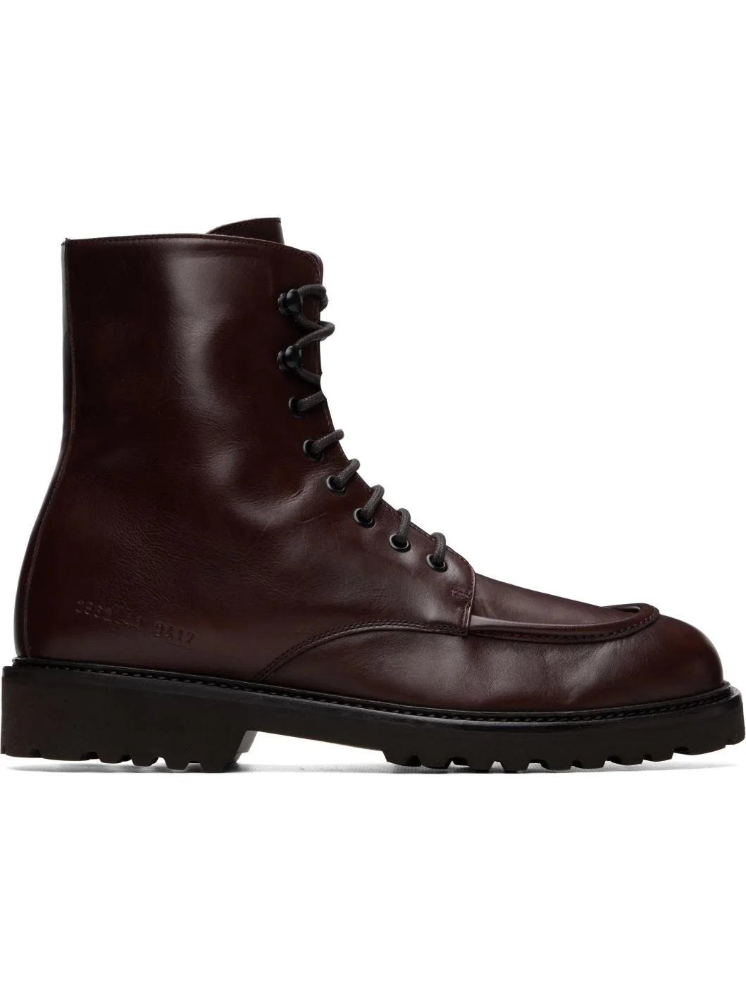 Burgundy Buffed Leather Lace-Up Boots - 1