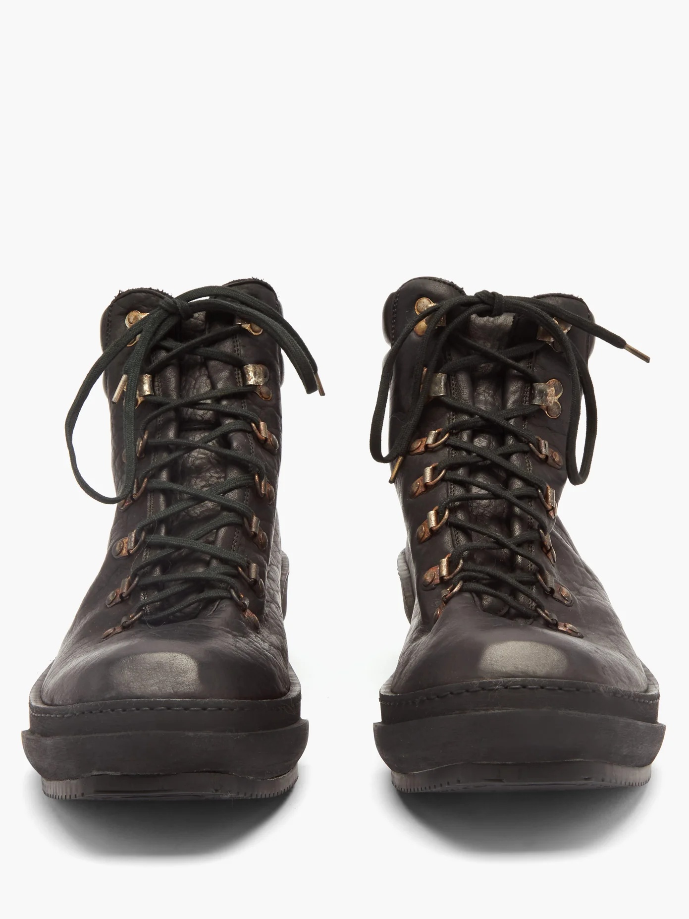 Grained leather hiking boots - 5