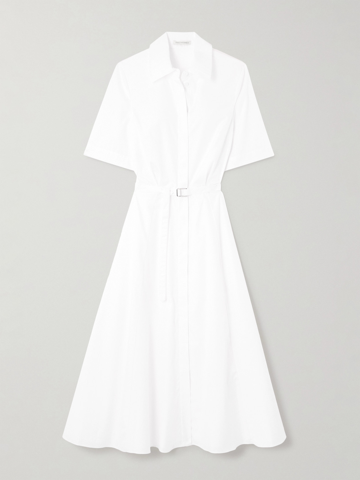 Rubie Belted Pintucked Cotton-poplin Midi Shirt Dress - 1