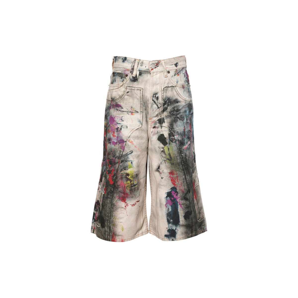 DENIM SHORTS (WHITE/MULTICOLOR) - 1