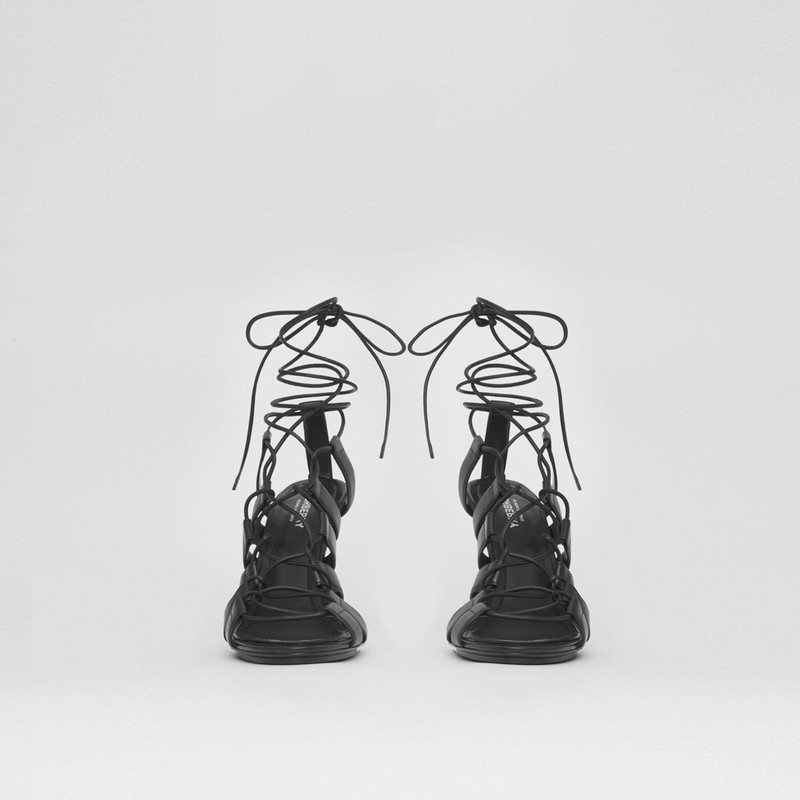 Cut-out Leather Laced Stiletto-heel Sandals 5