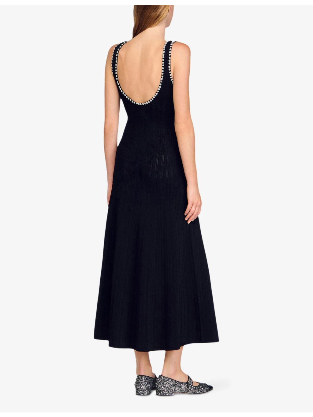 Scoop-Neck Bead-Embellished Stretch-Knit Midi Dress - 4