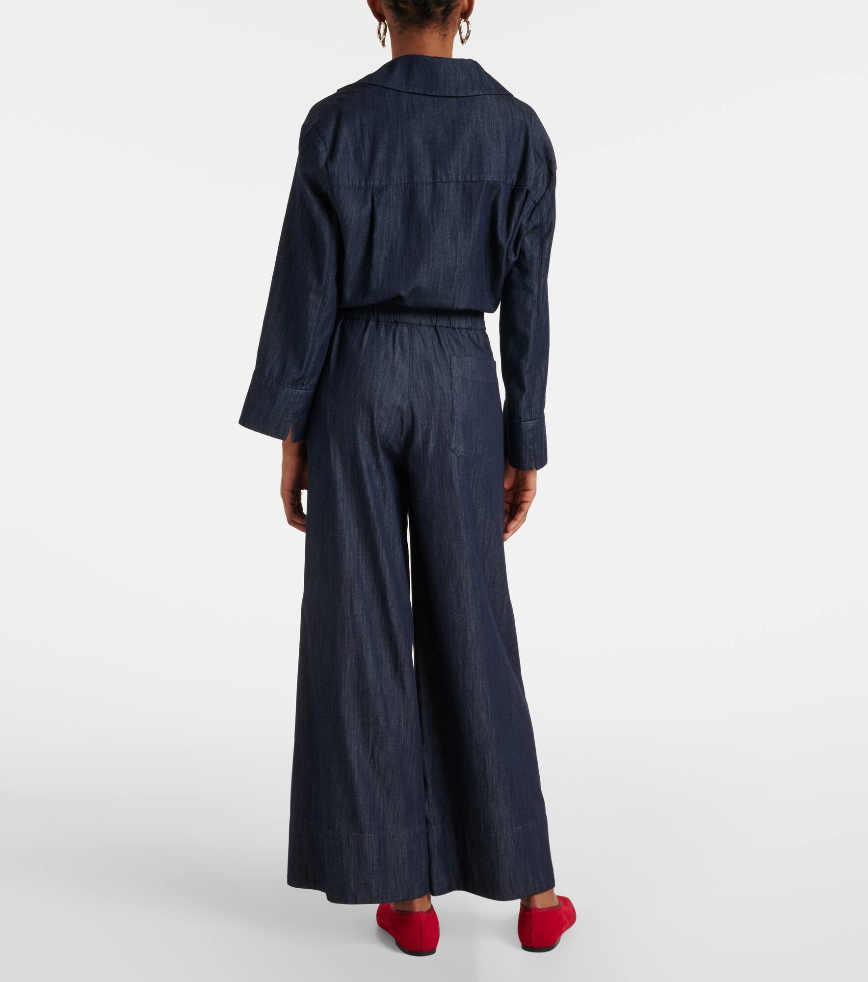 Jour cotton chambray wide-leg pants - 3