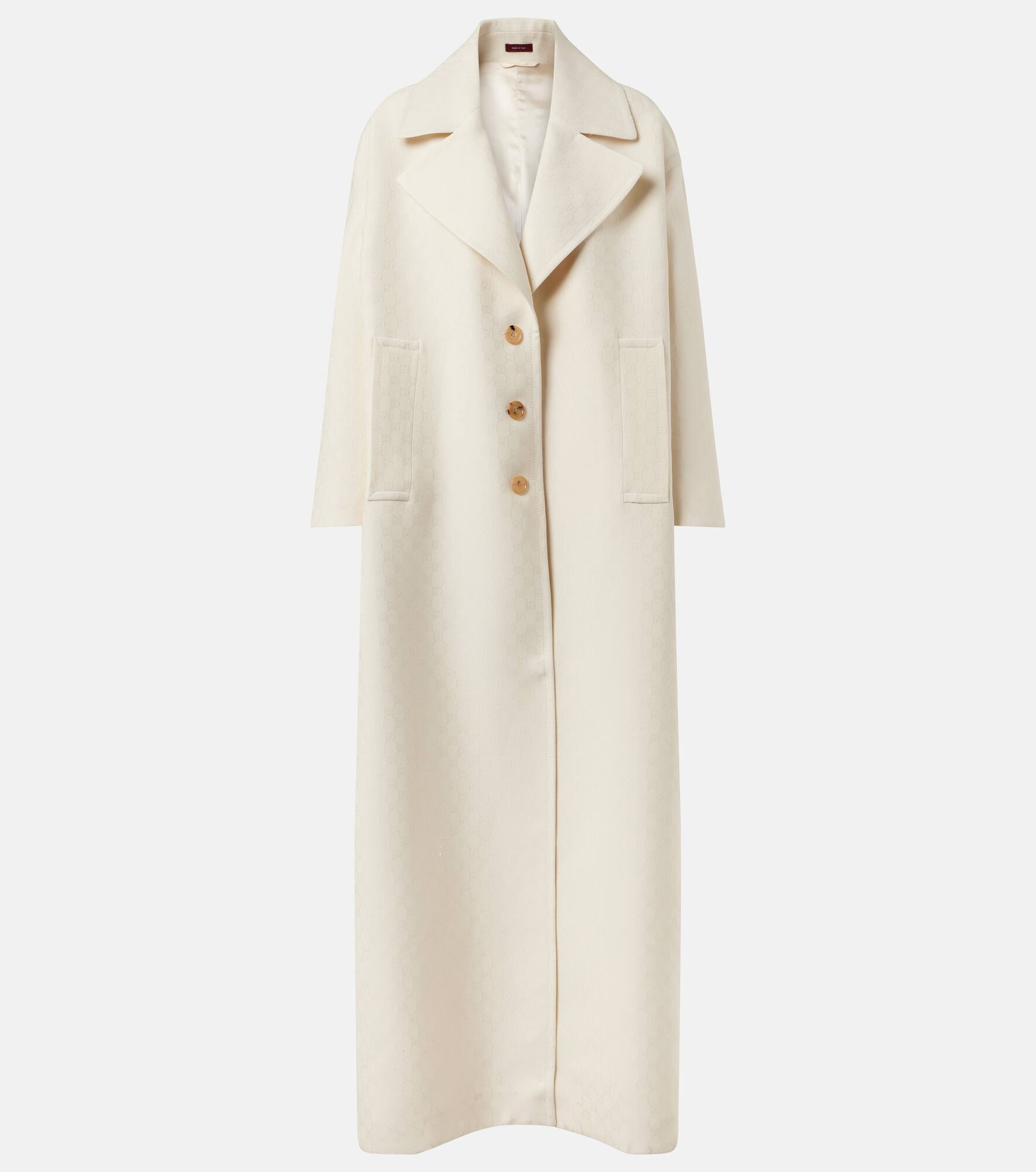 GG Jacquard wool and silk crêpe coat - 1