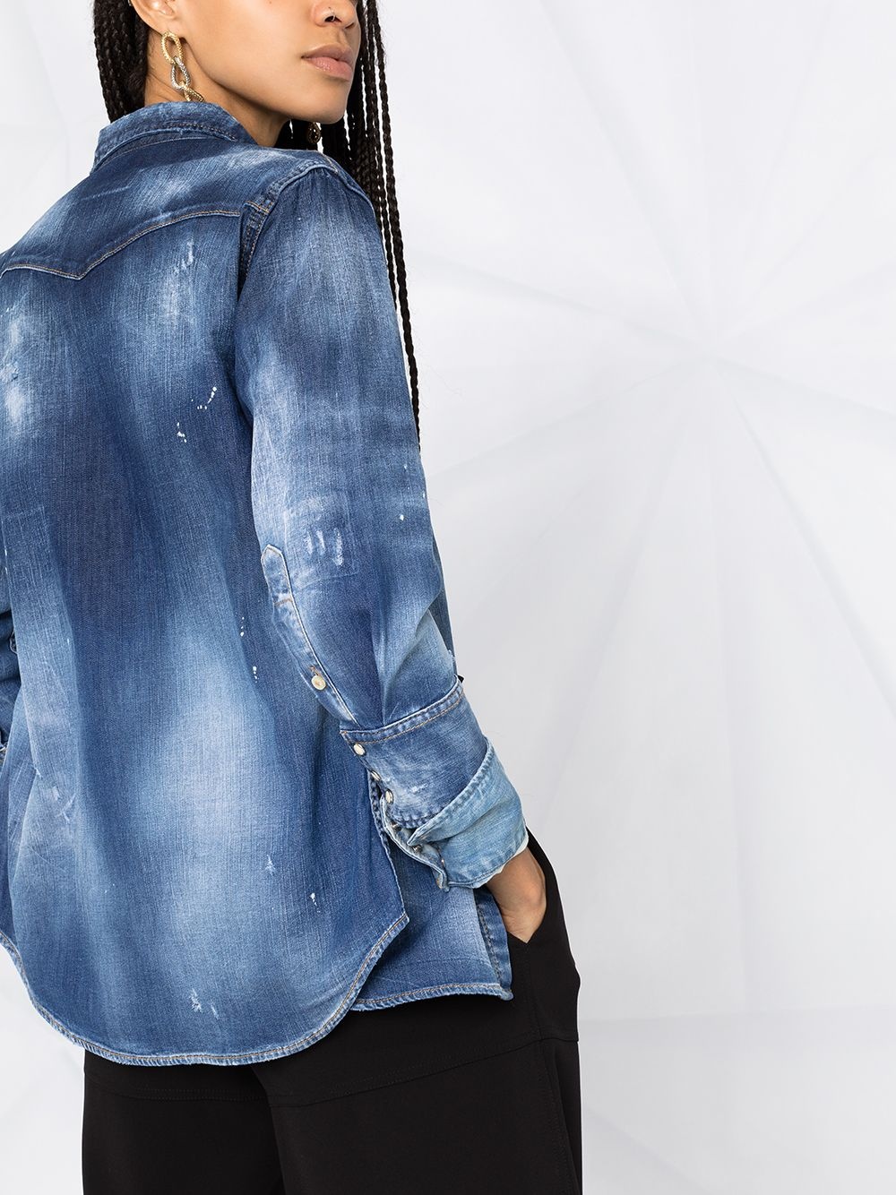 faded distressed denim jacket - 3