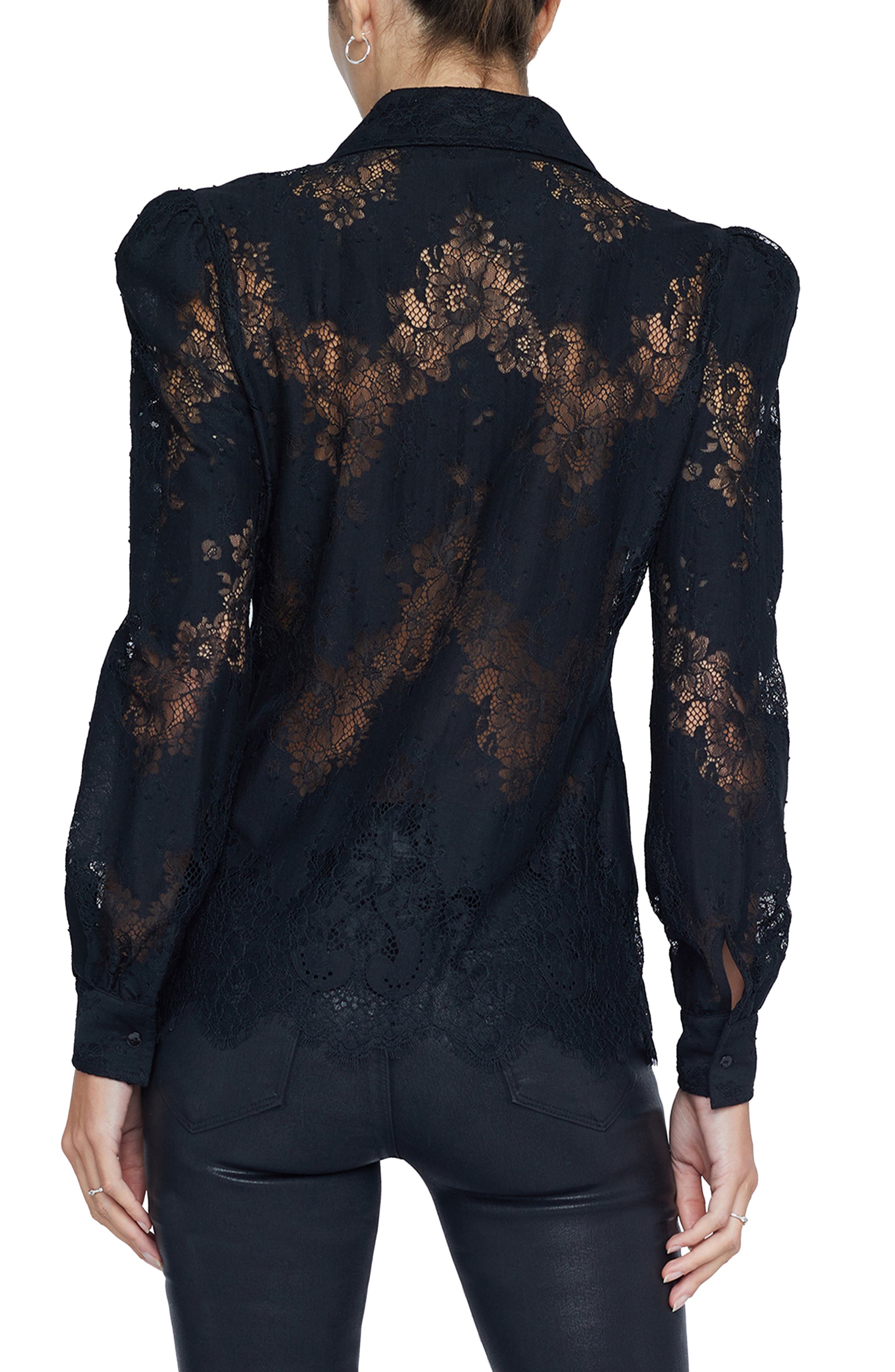 L'AGENCE Jenica Lace Blouse in Black at Nordstrom - 2