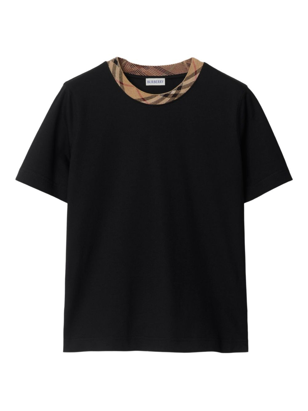 checked-trim T-shirt - 1