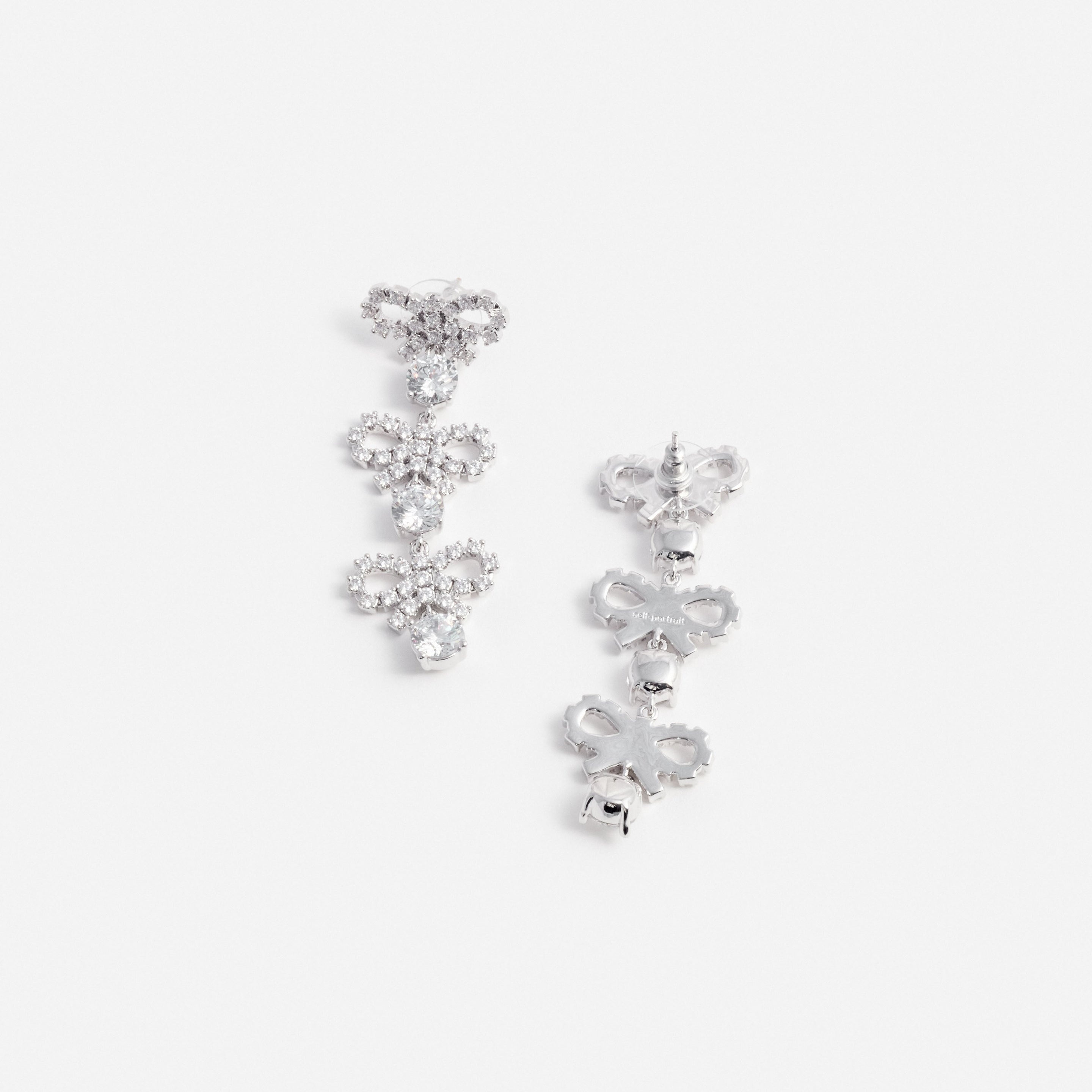 Micro Bow Crystal Tiered Earrings - 2