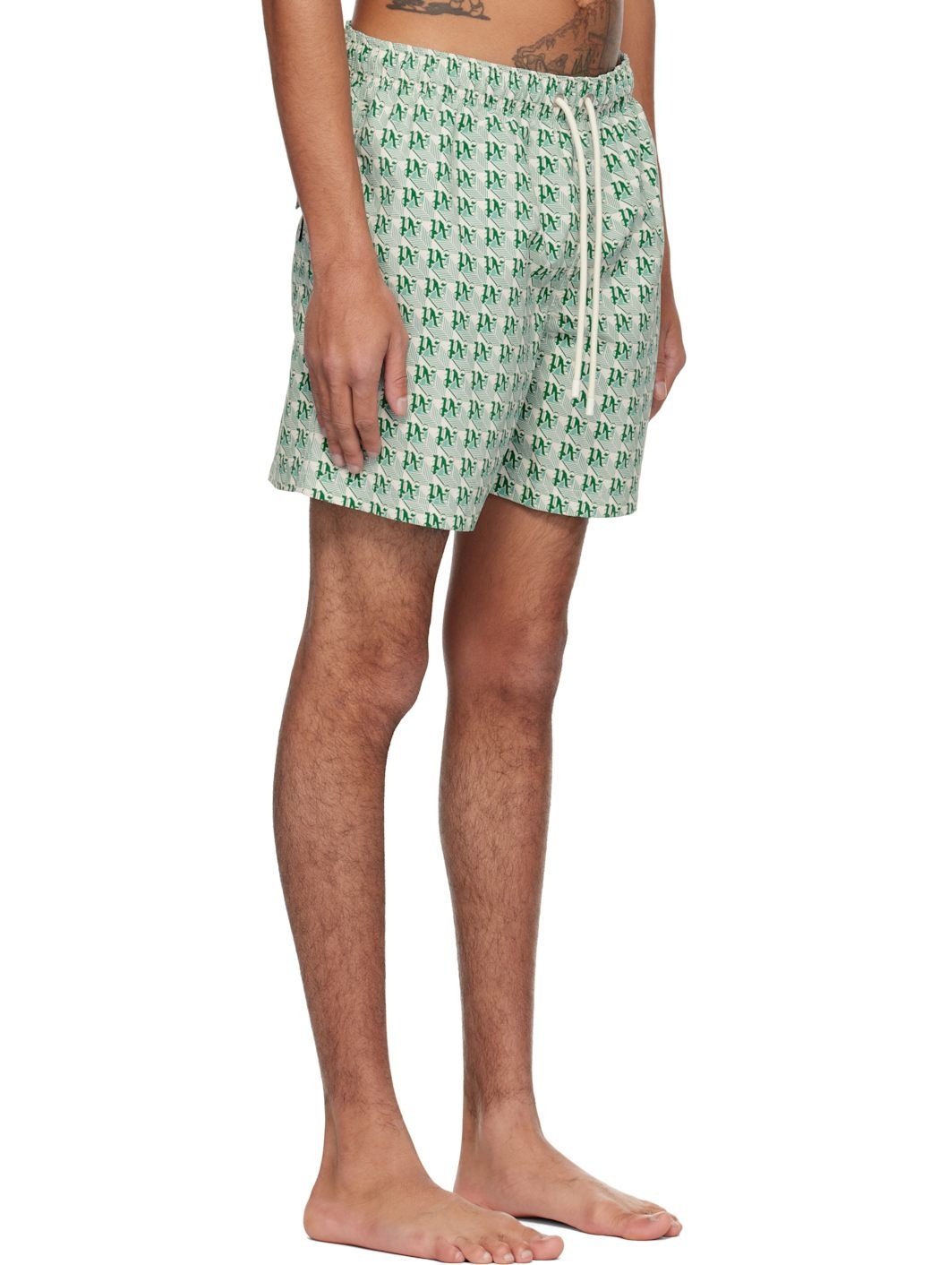 Green & Off-White 'PA' Diamond Swim Shorts - 2