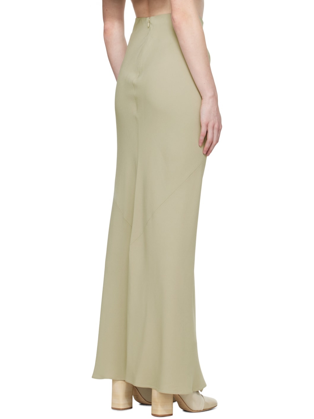 Green Bias-Cut Maxi Skirt - 3