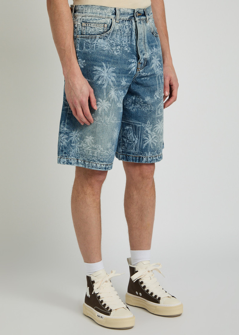 AMIRI Amiri Palm Printed Denim Shorts outlook