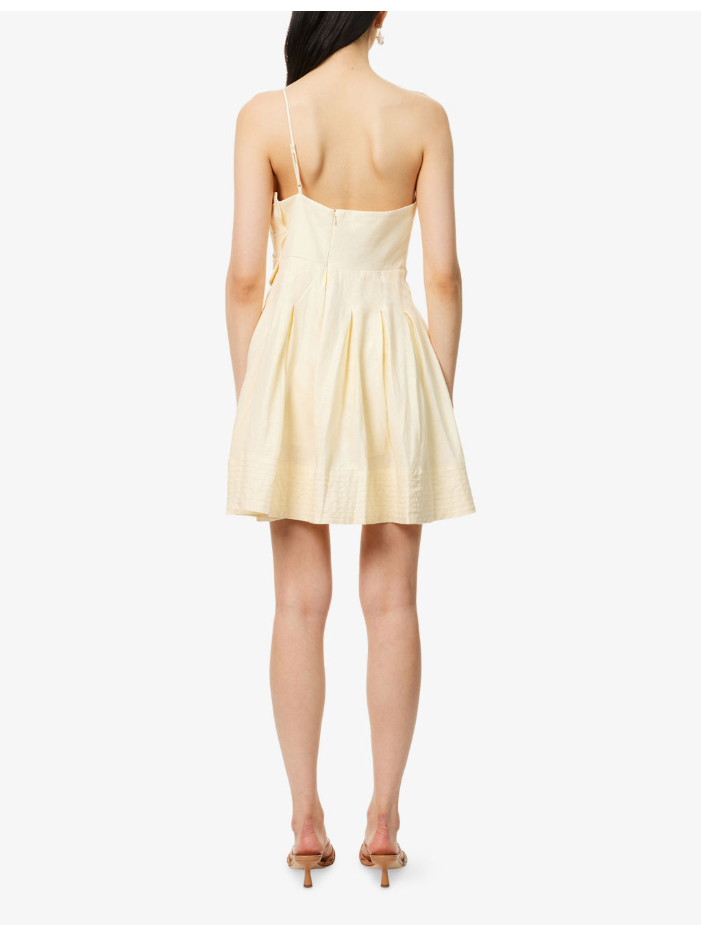 Lea One-Shoulder Linen-Blend Mini Dress - 4