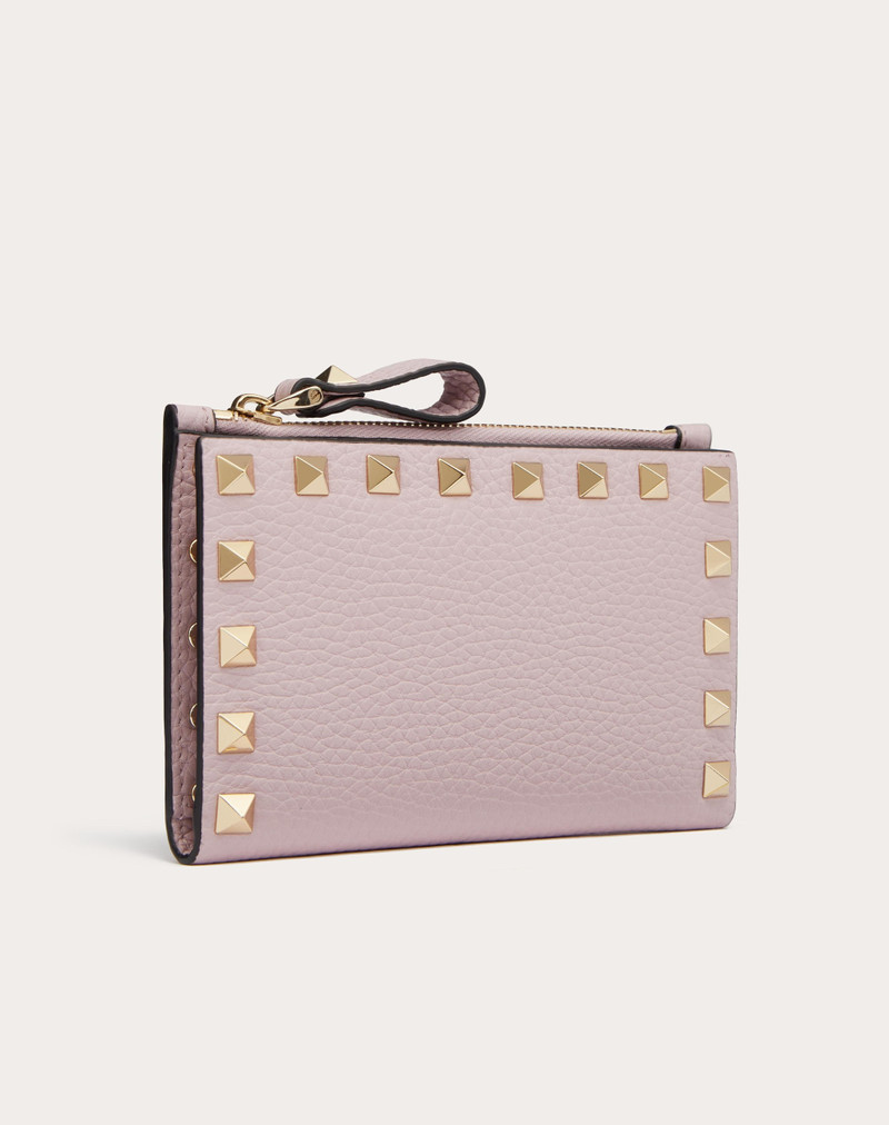 ROCKSTUD GRAINY CALFSKIN CARDHOLDER WITH ZIPPER 4
