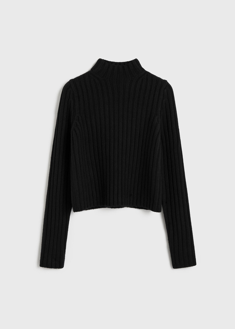 Petite chunky rib knit black 1