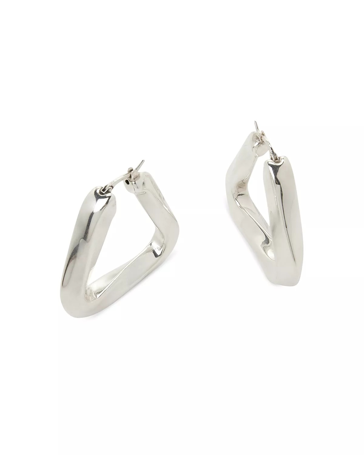 Sterling Silver Triangle Hoop Earrings - 2