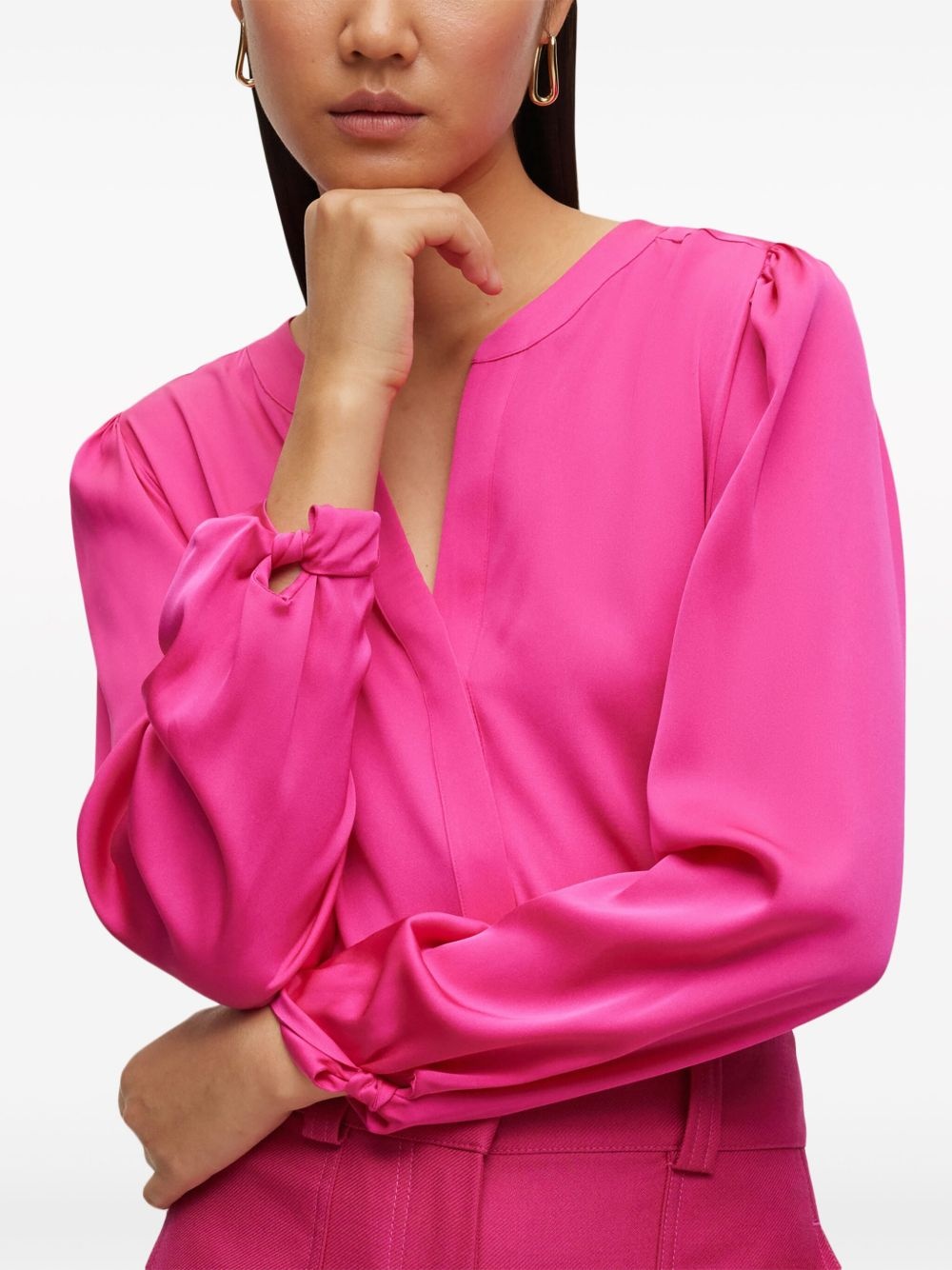 split-neck silk-blend blouse - 5