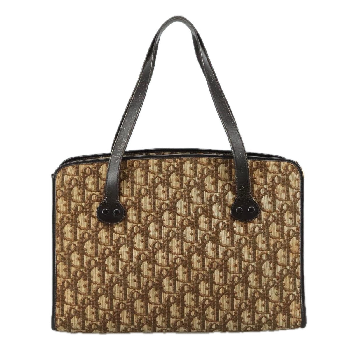 DIOR Trotter Canvas Hand Bag Beige Brown Gold - 2