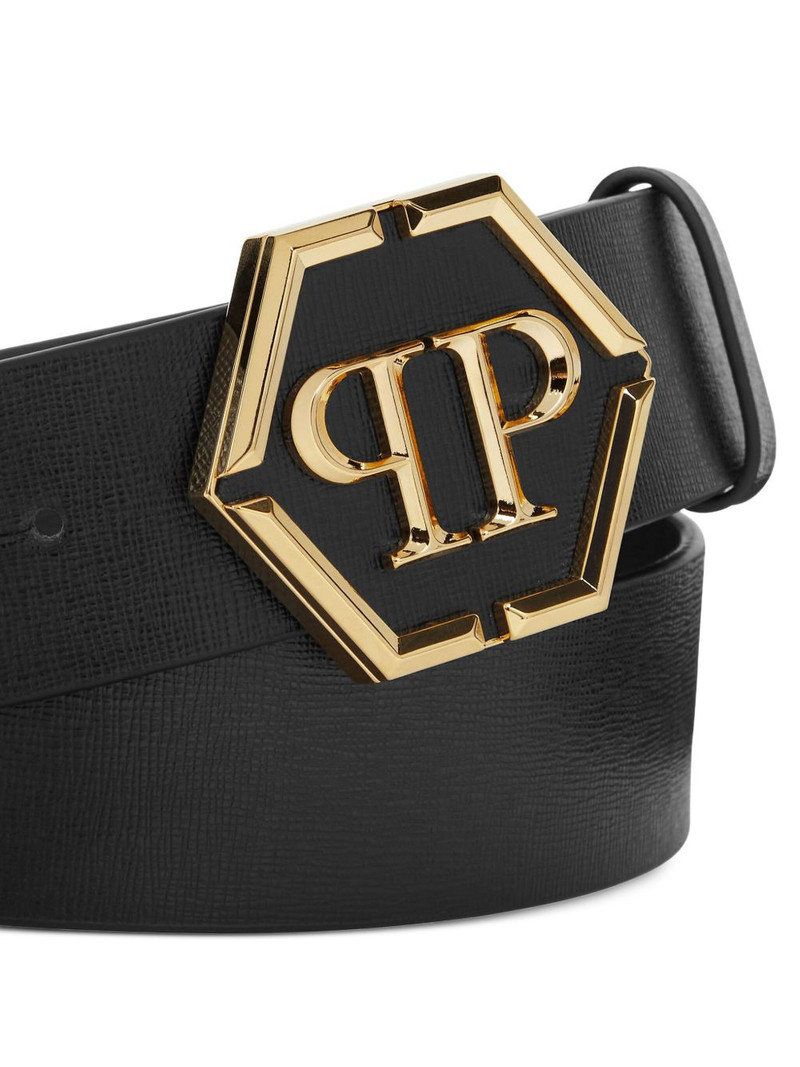 PHILIPP PLEIN hexagon-buckle leather belt outlook