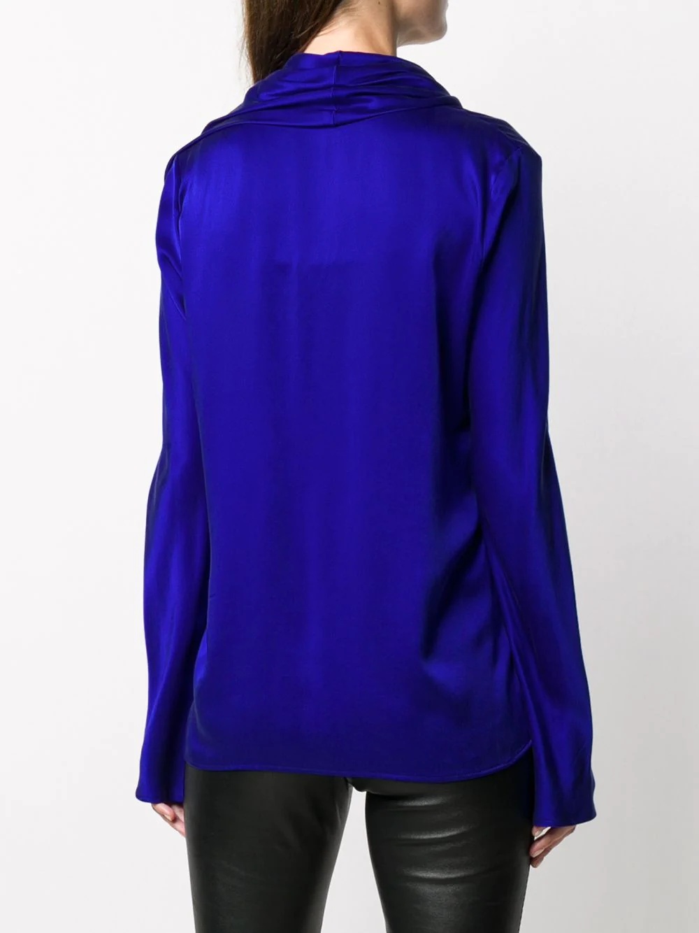 draped bib long-sleeved shirt - 4