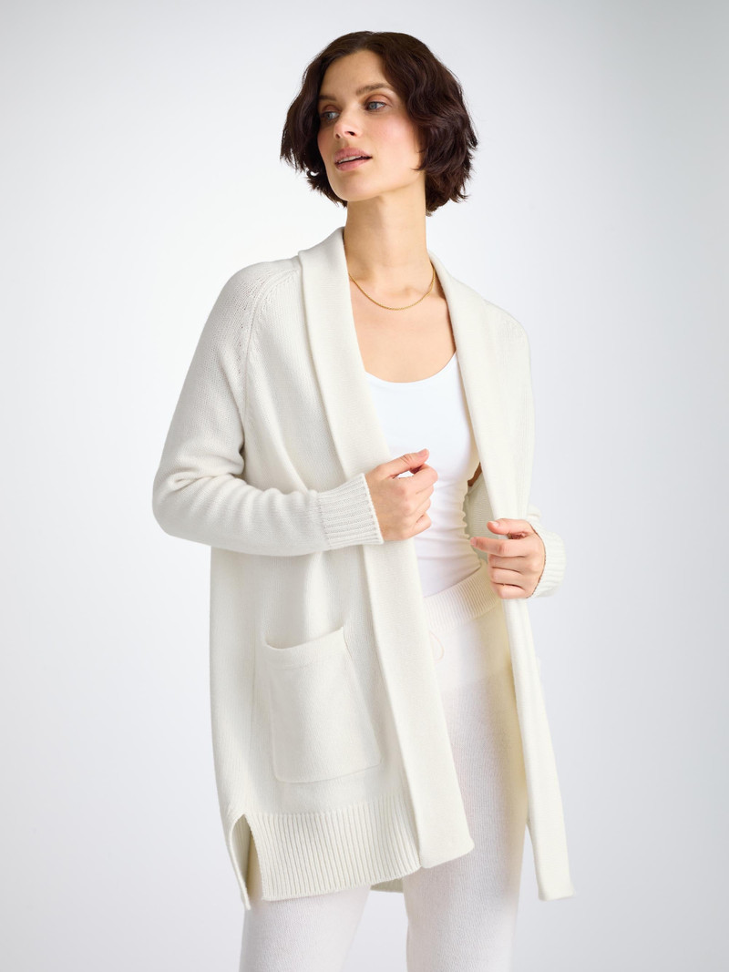 Derek Rose Women's Cardigan Nina Cashmere White outlook