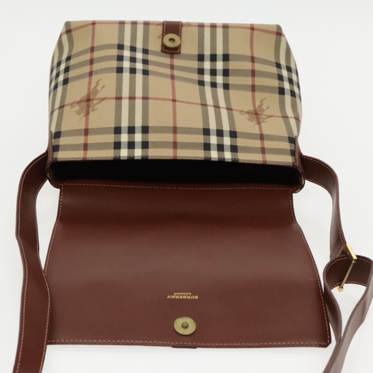 Burberry Nova Check Shoulder Bag Pvc Leather Beige - 10