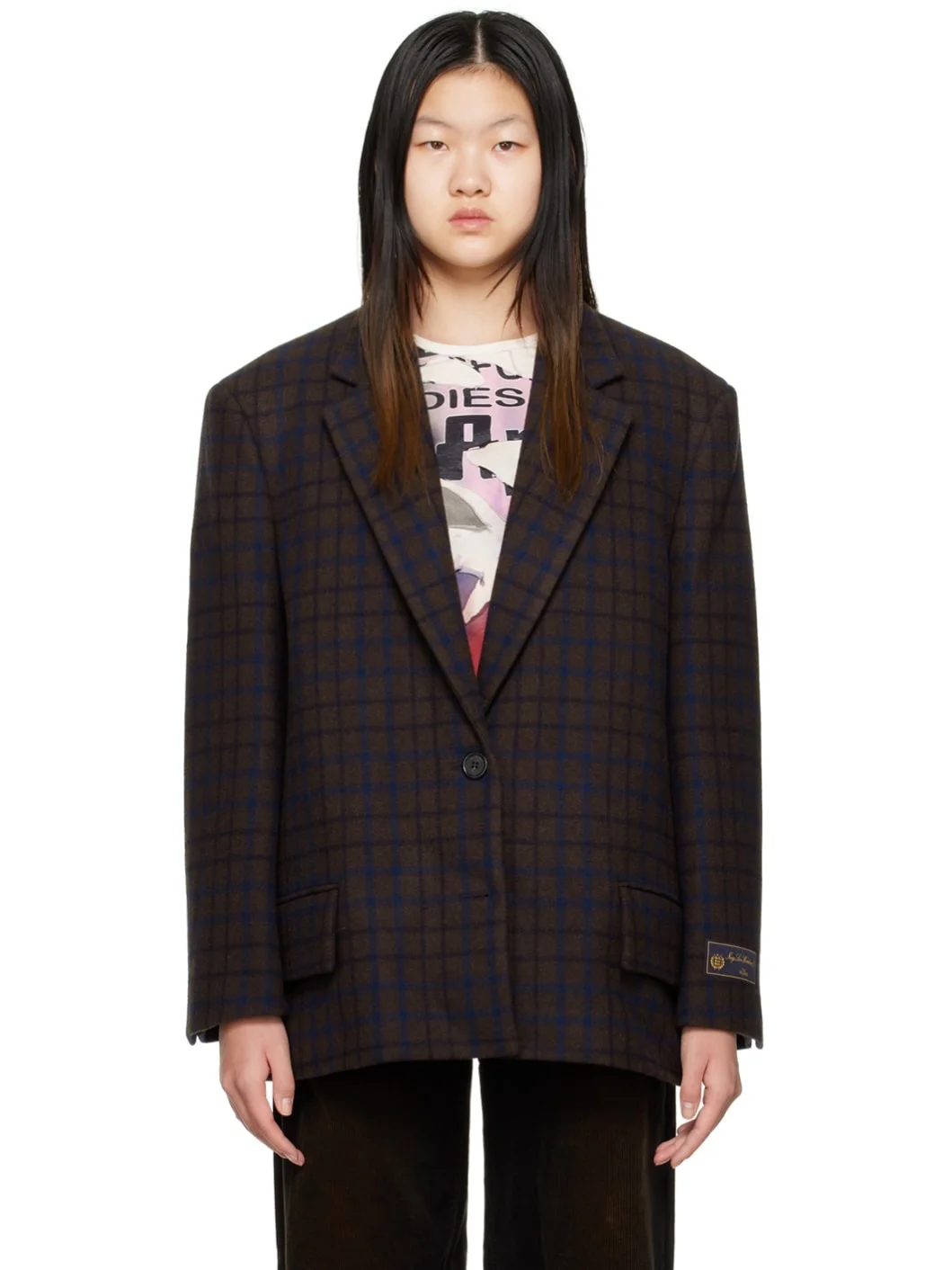 Brown Check Blazer - 1