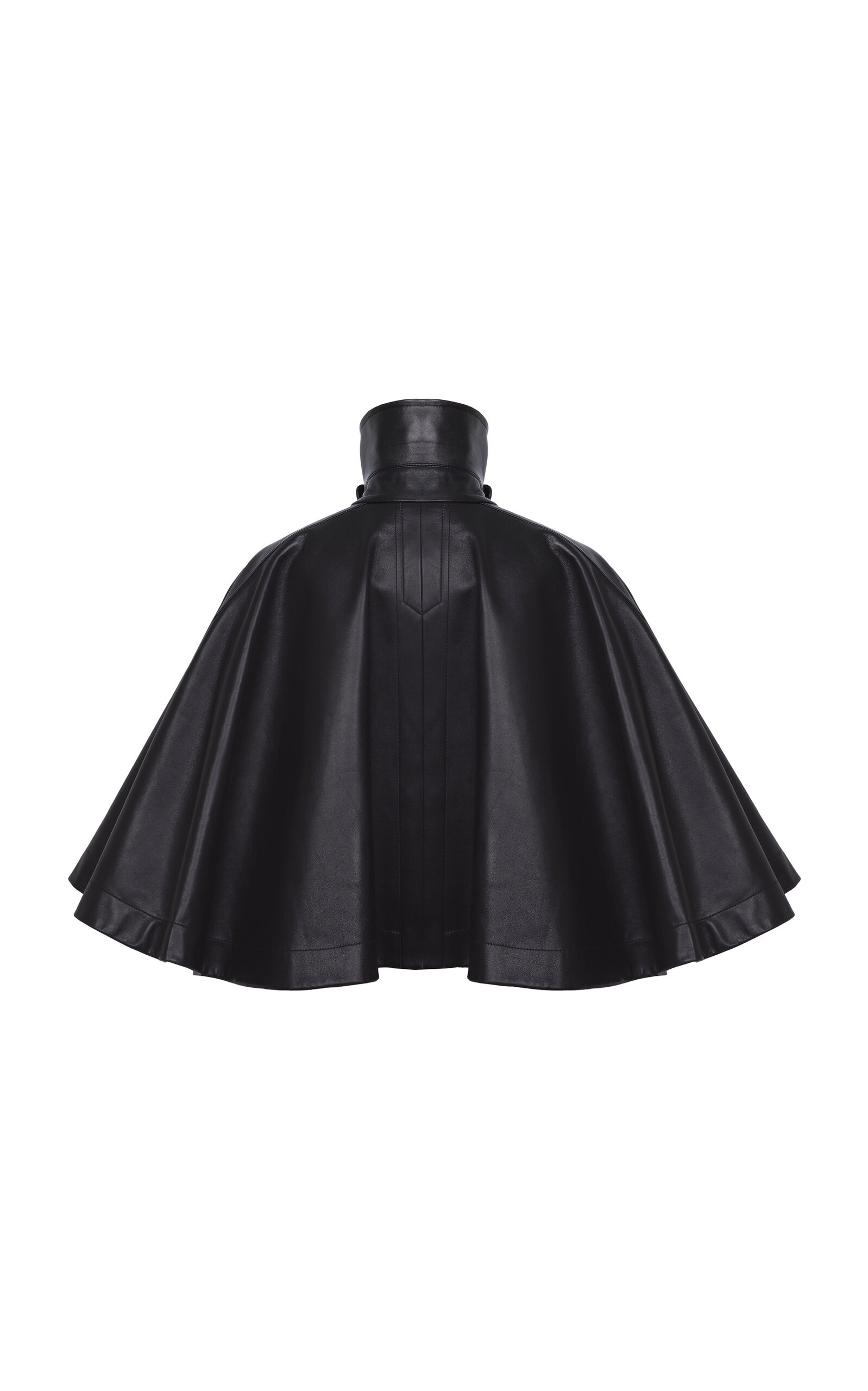 High Neck Nappa Leather Capelet black - 3