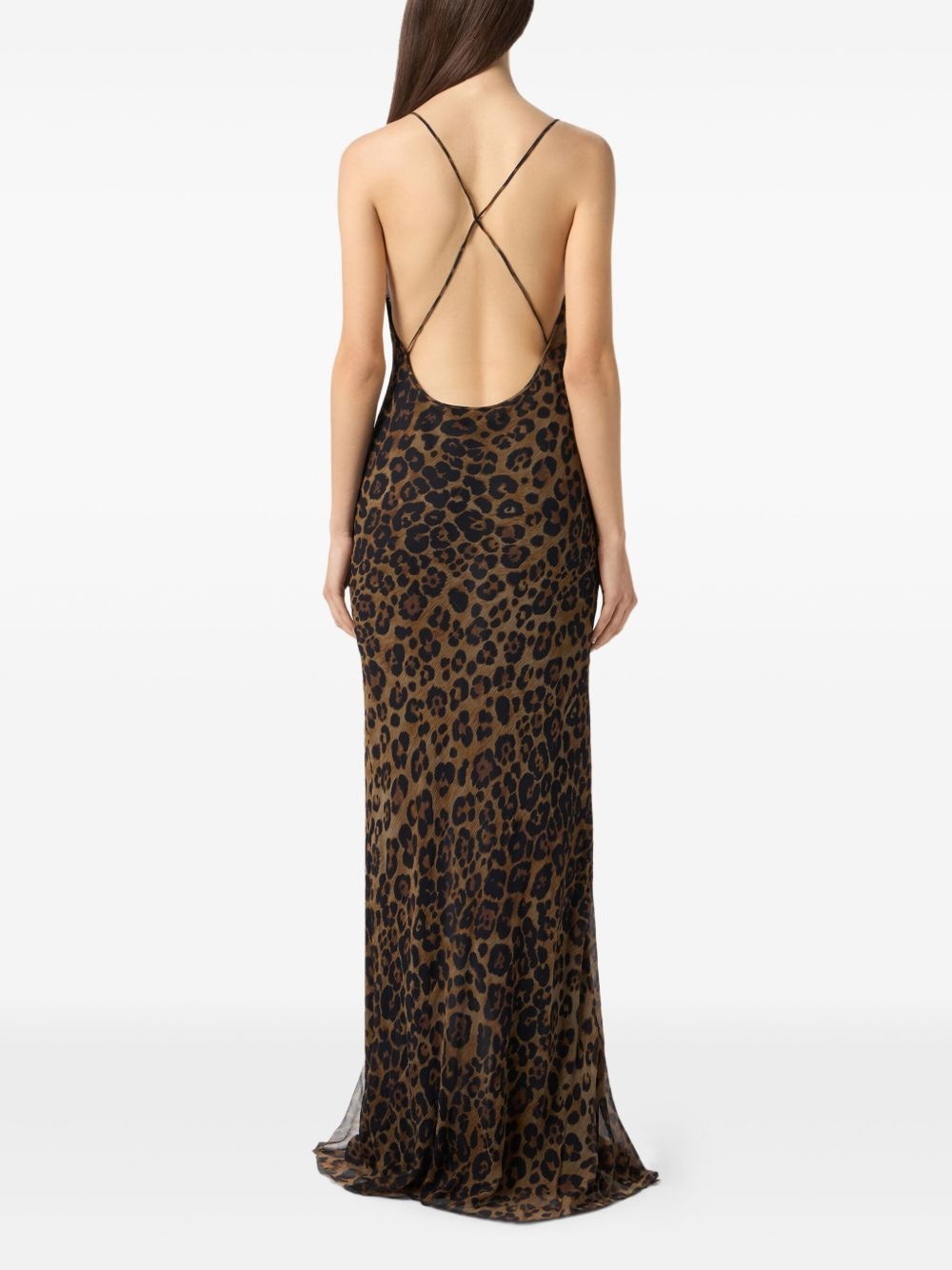 leopard-print silk gown - 3