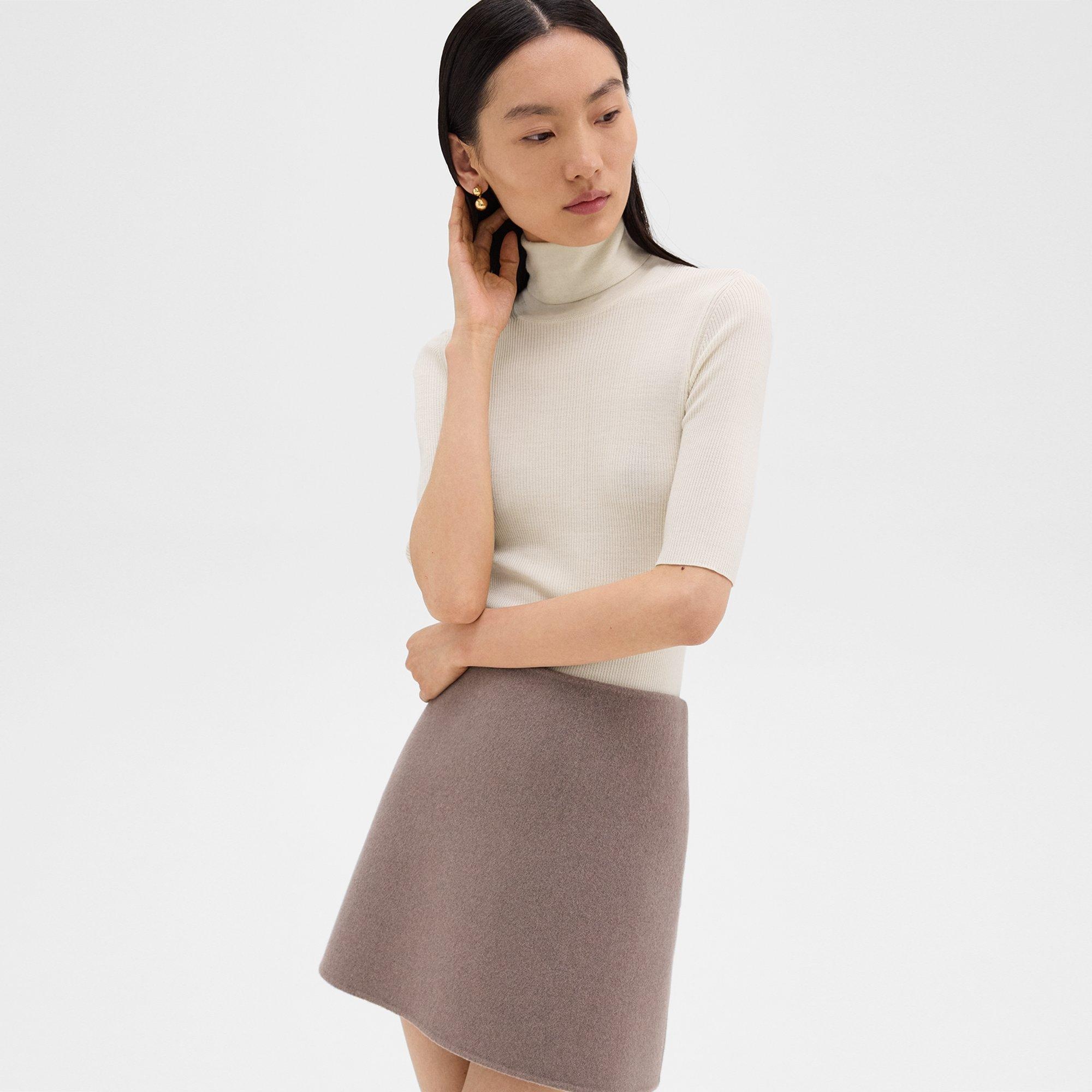 Leenda Short-Sleeve Turtleneck in Regal Wool - 3