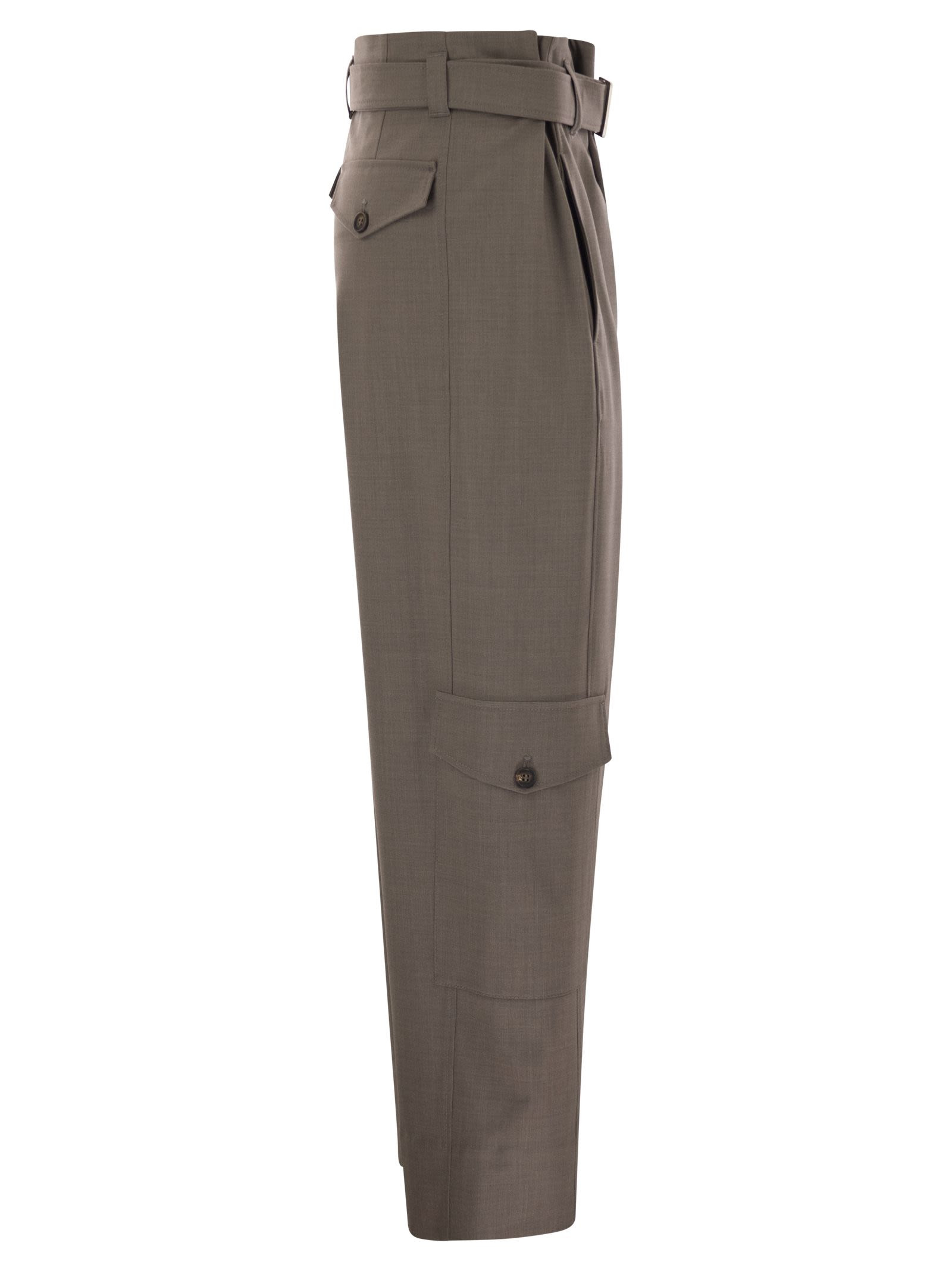 Brunello Cucinelli Women Tropical Luxury Wool Utility Trousers - 3