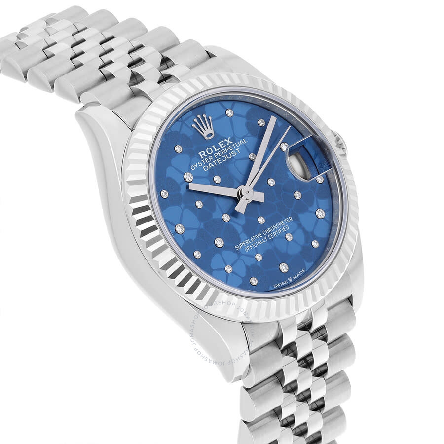 Rolex Datejust 31 Azzurro-Blue Floral Motif Diamond Dial Automatic Ladies Steel and White Gold Jubil - 4