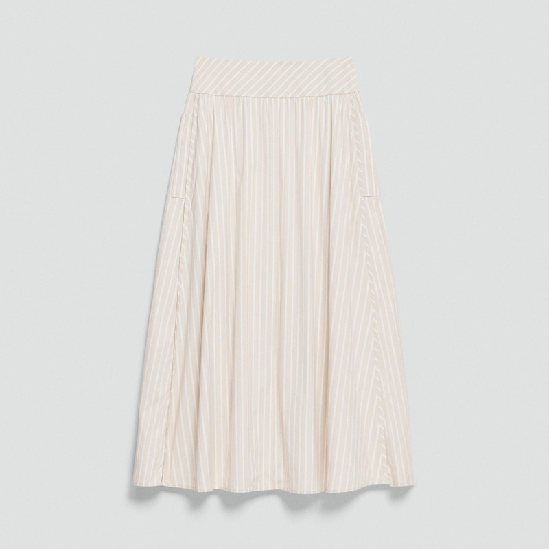 Vented Skirt in Striped Cotton-Blend 1
