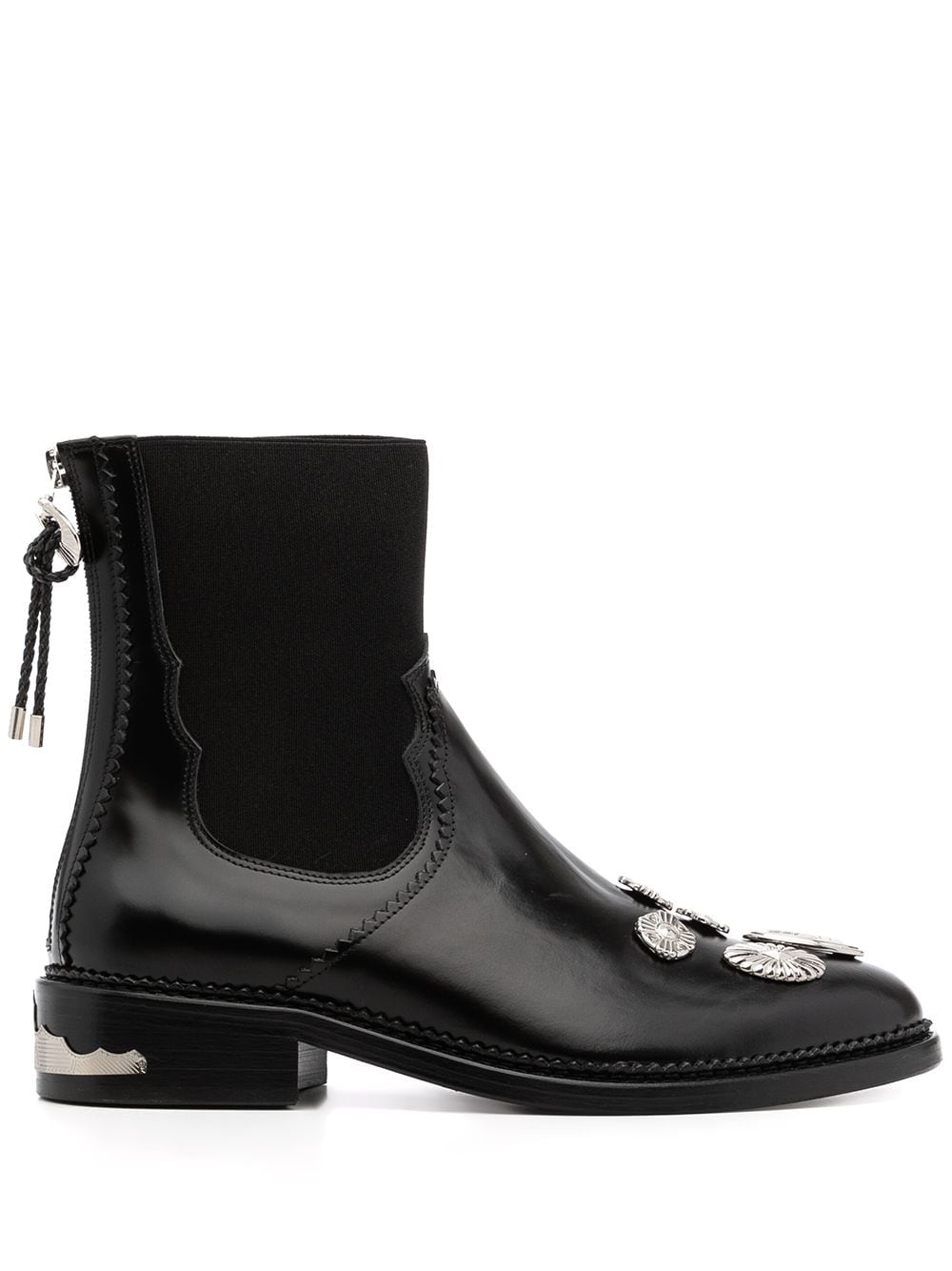 mix-badge leather ankle boots - 1