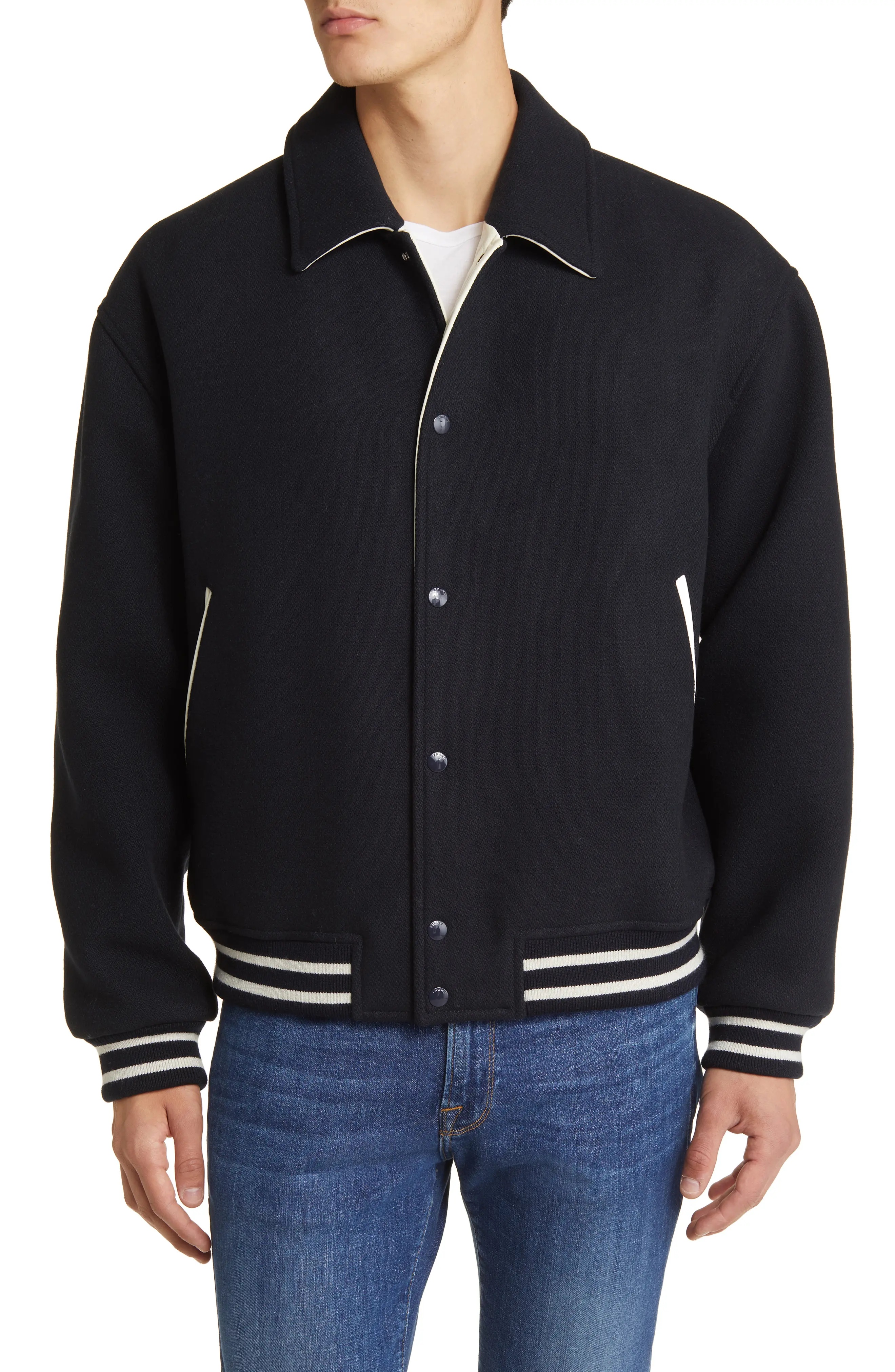 Fall Wool Blend Varsity Jacket - 4