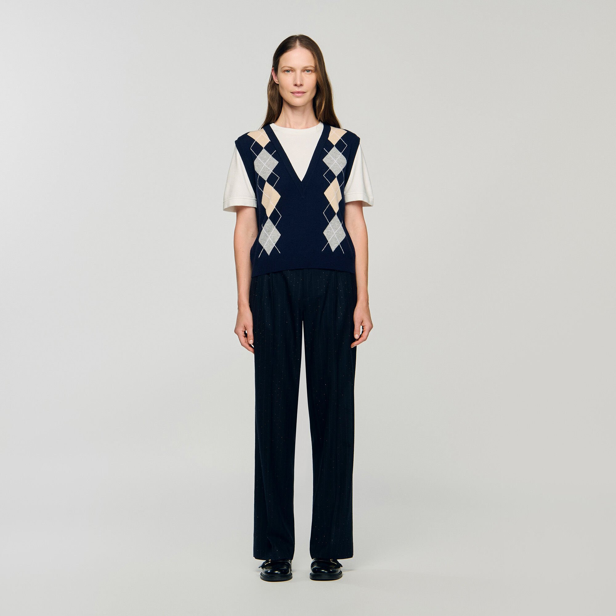 ARGYLE LAYERED EFFECT SWEATER - 2
