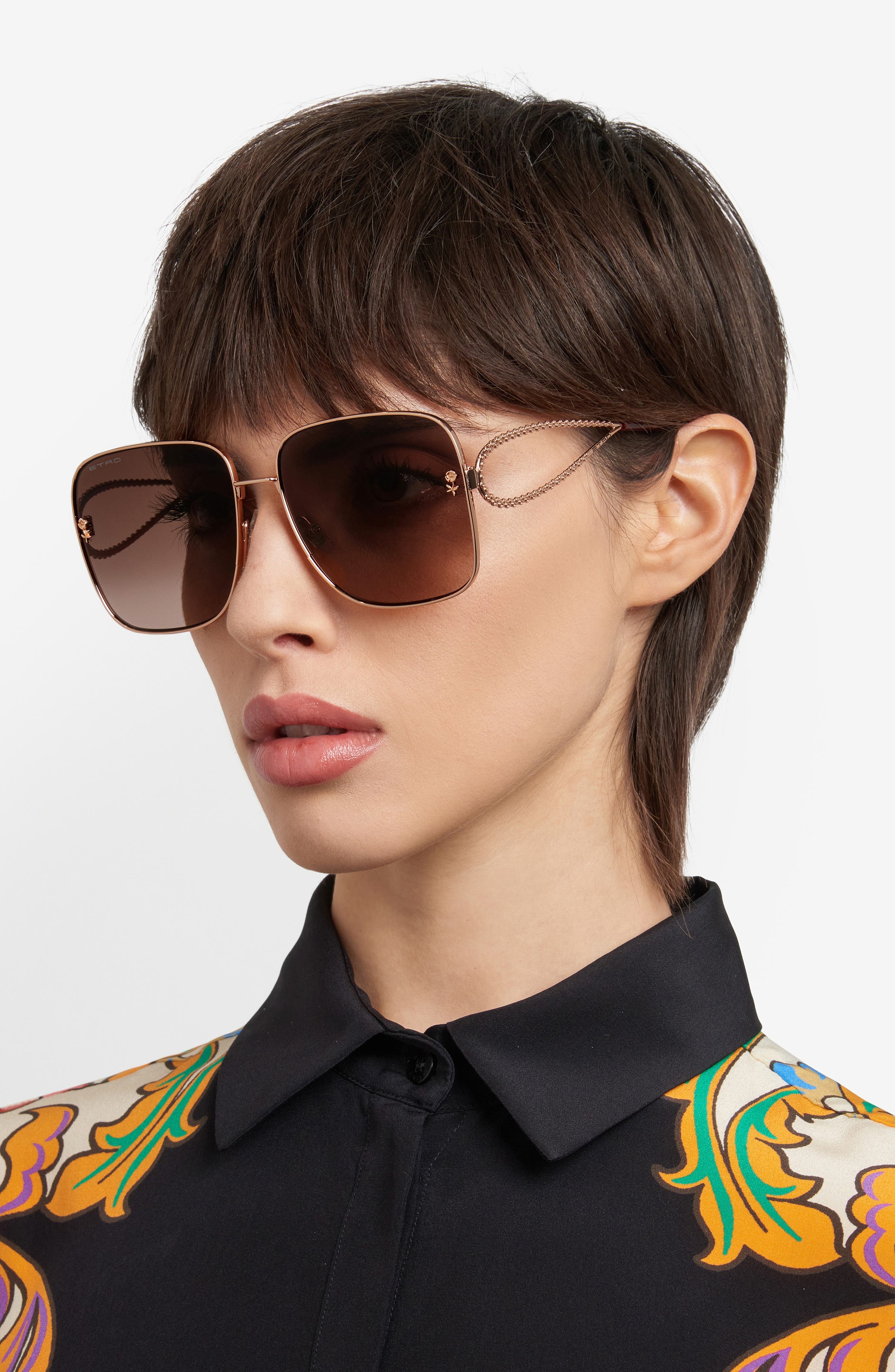 Etro 61mm Gradient Square Sunglasses in Gold Copper/Brown Sf at Nordstrom - 5