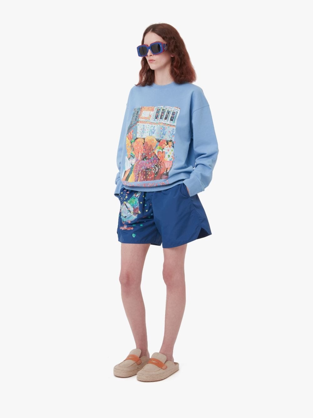 【関税&送料込】JW ANDERSON Sweaters Blue MEN'S JW ANDERSON SOUFFLE YARN GRADATION CREW NECK SWEATER