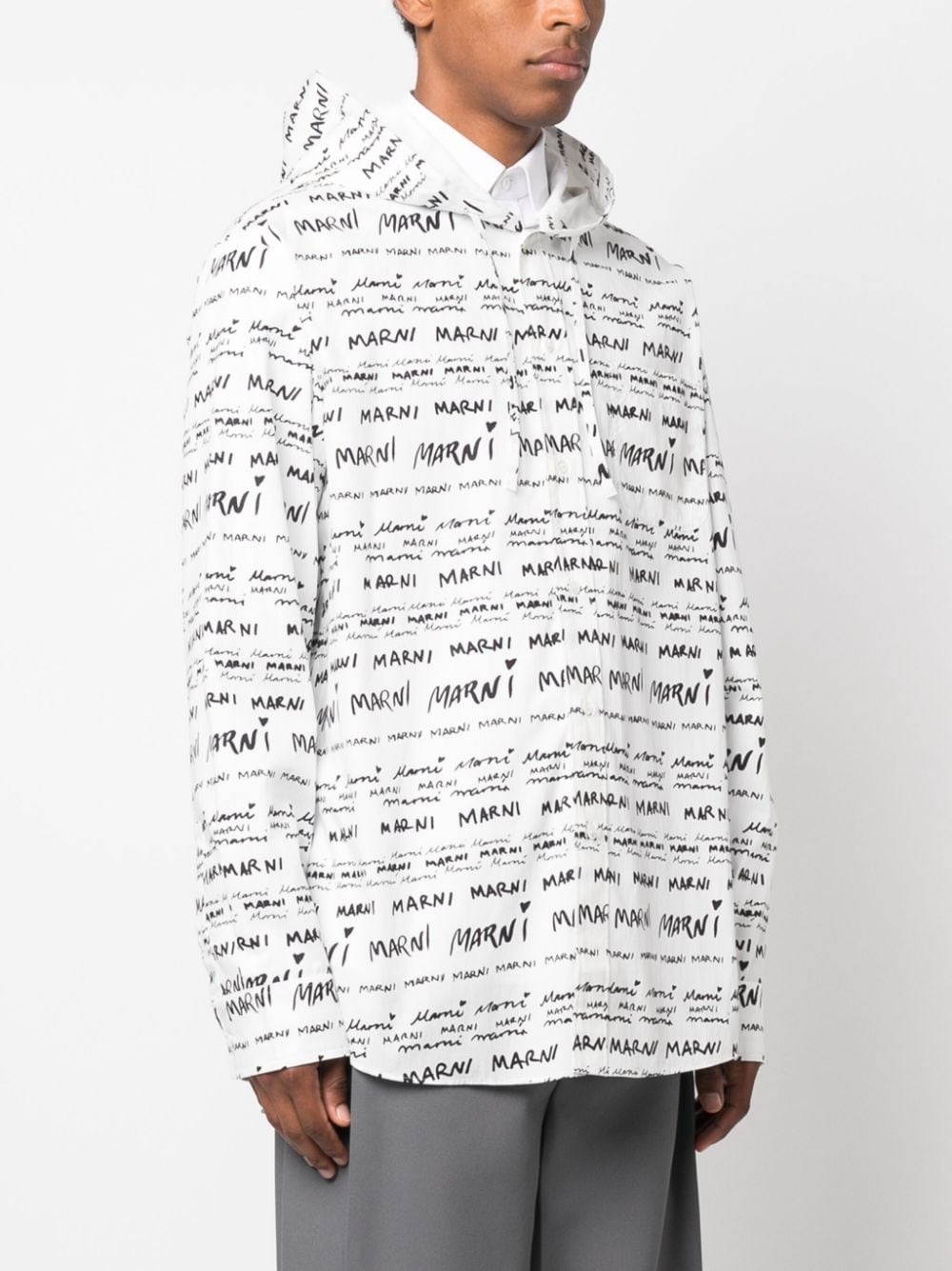 Mega-Marni cotton hooded shirt - 3
