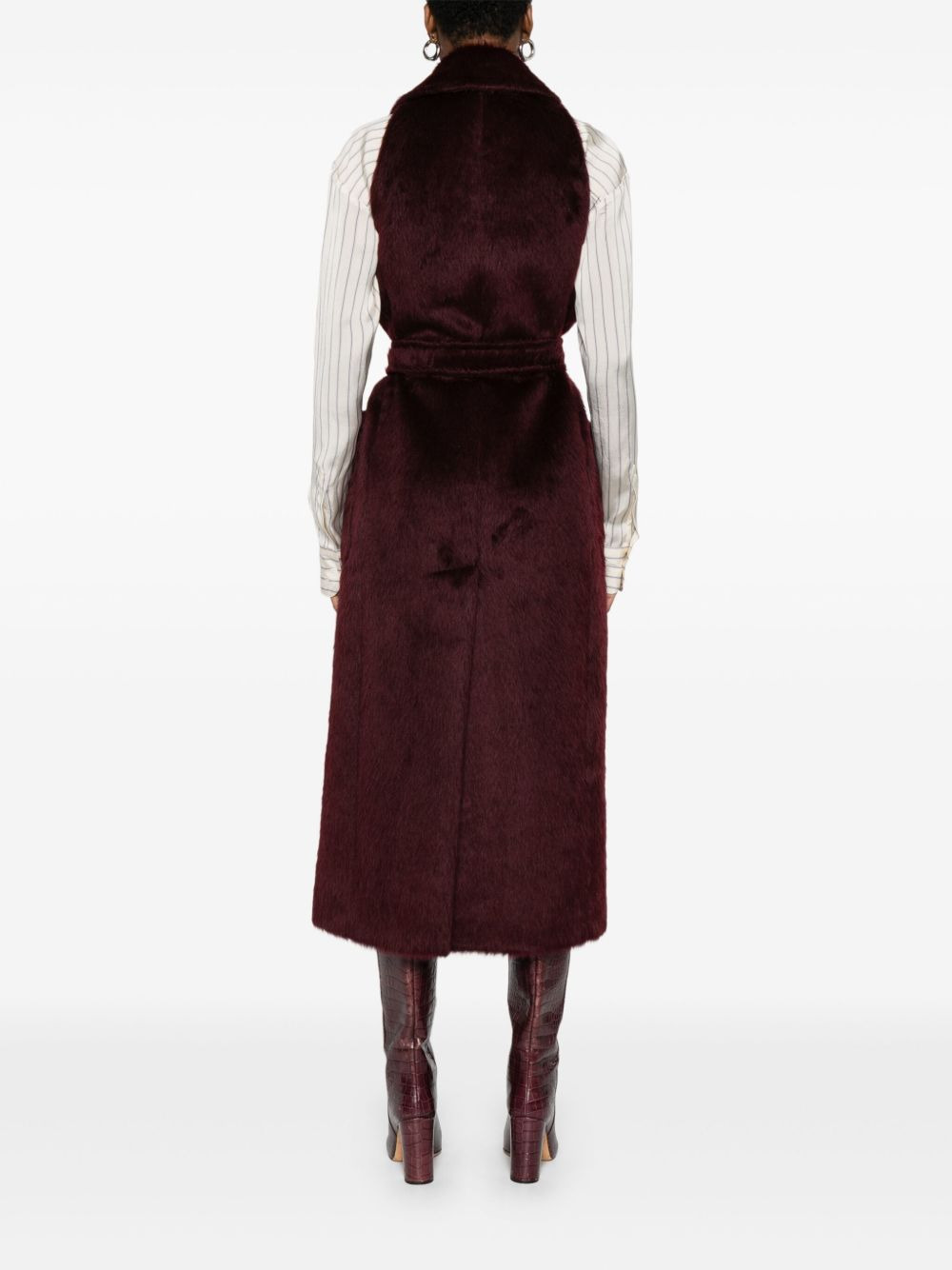 belted sleeveless coat - 4