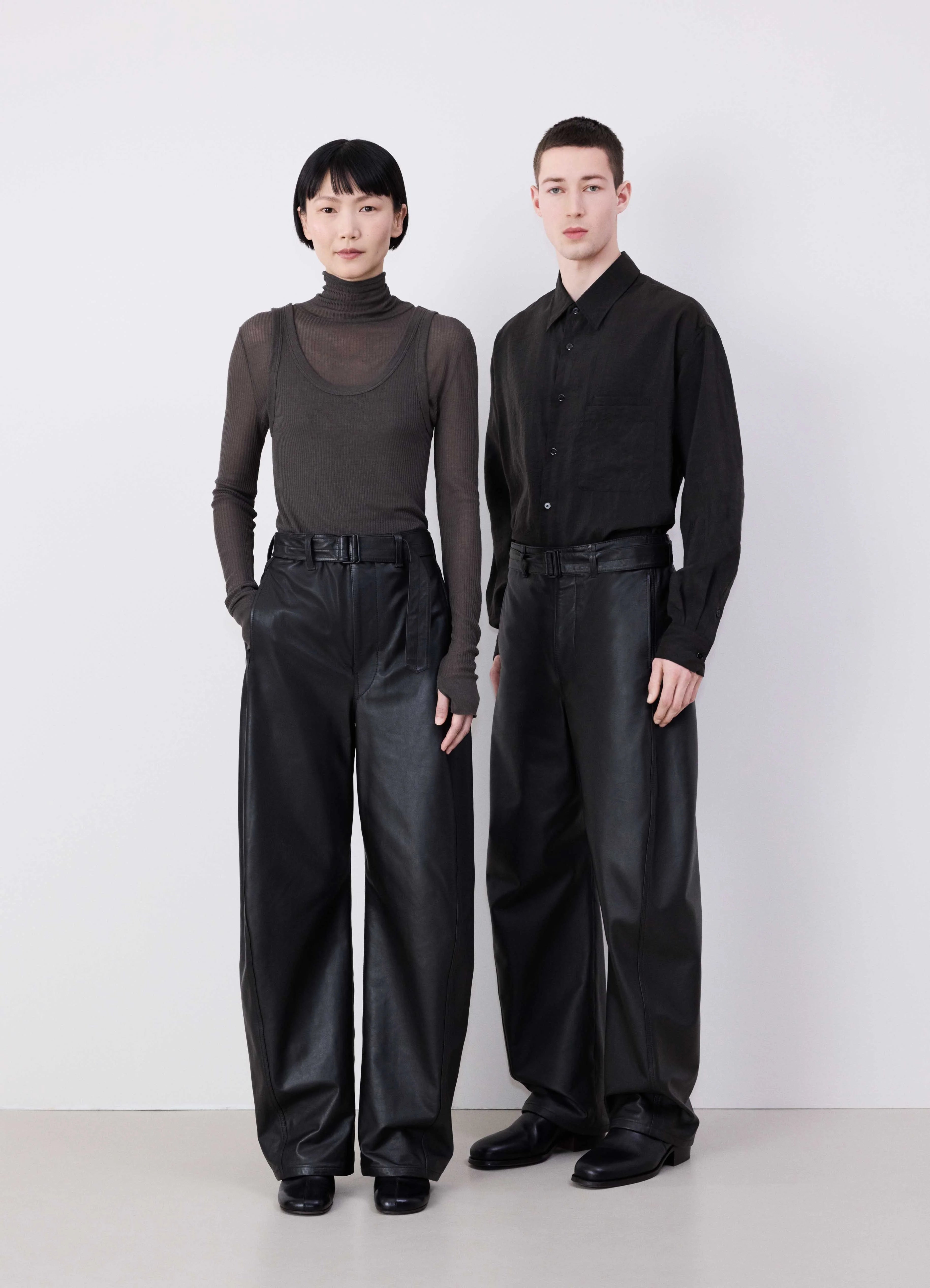 Lemaire LEATHER BELTED TWISTED PANTS | REVERSIBLE