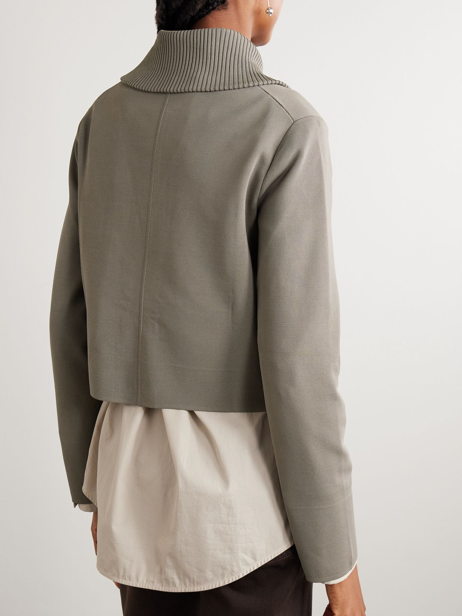 Milano cropped stretch-knit jacket Mushroom - 3