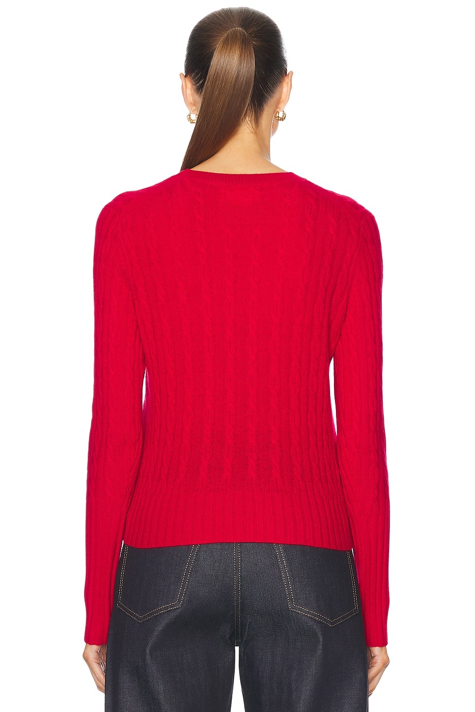 Cable Shrunken Cashmere Crew Sweater - 3