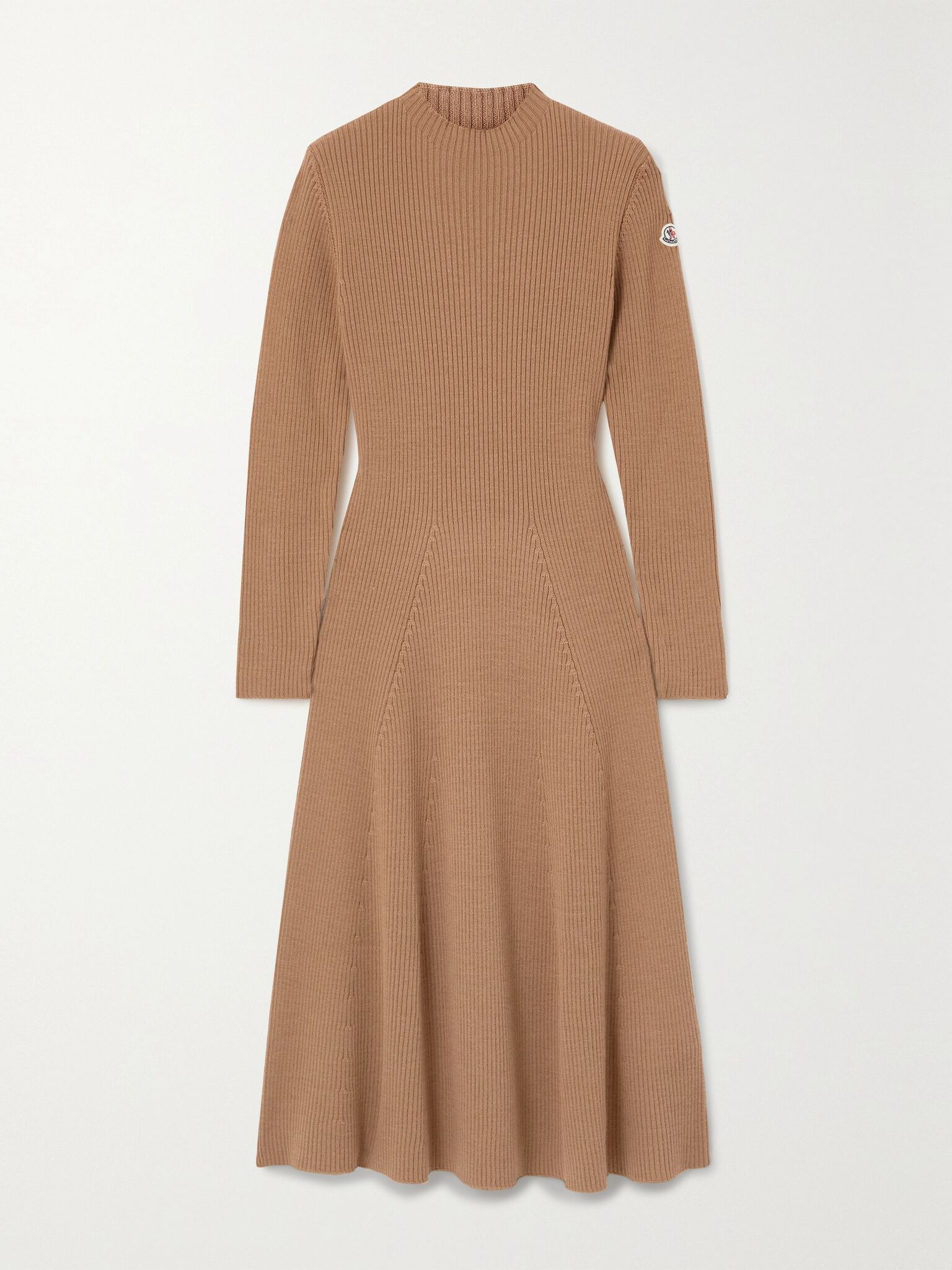 Ribbed wool-blend midi dress Camel - 1