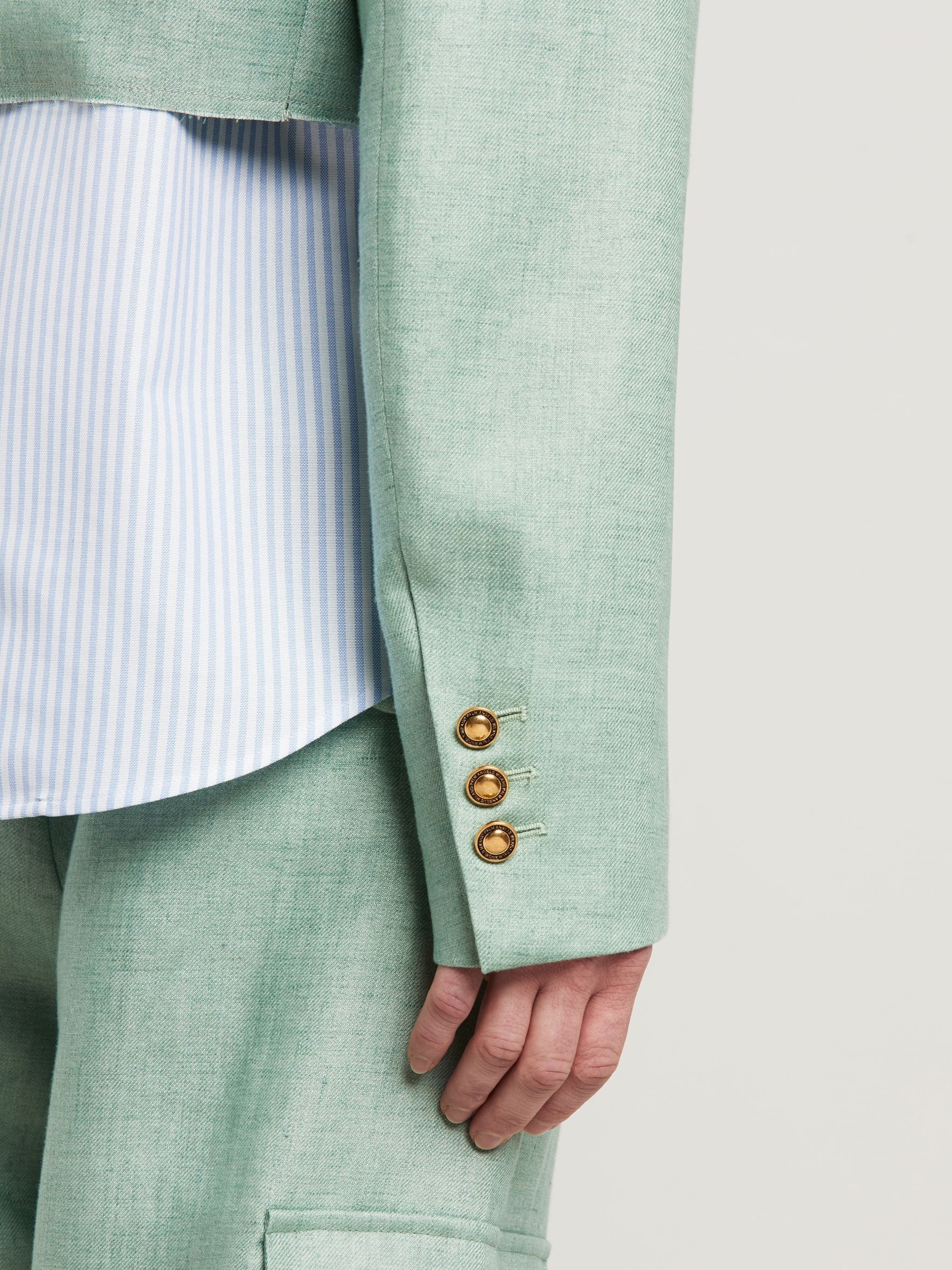 Cropped Linen Blazer - 6